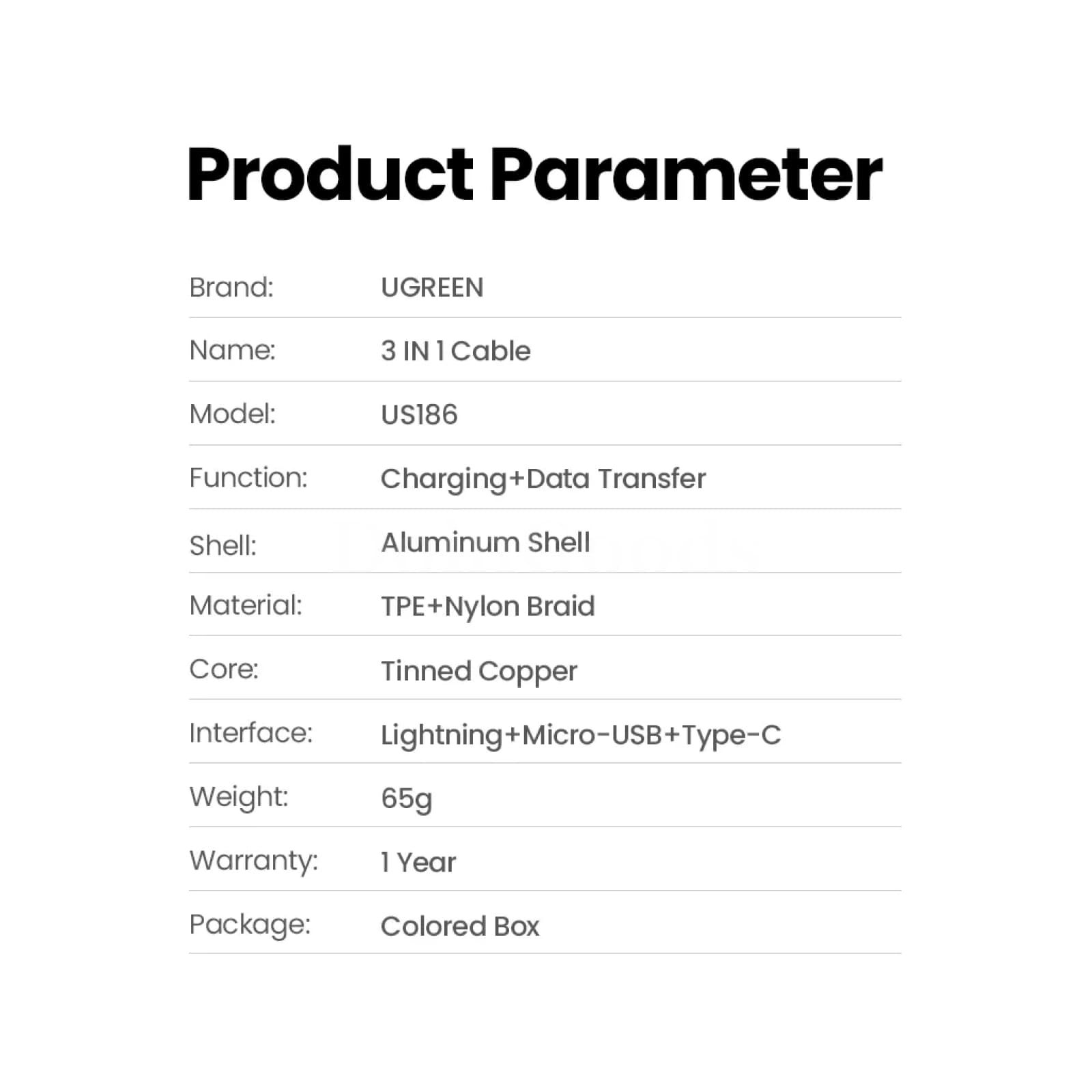 Ugreen Mfi-Certified Usb C To Lightning Micro Cable 3A Fast Charging 3 In 1 301635