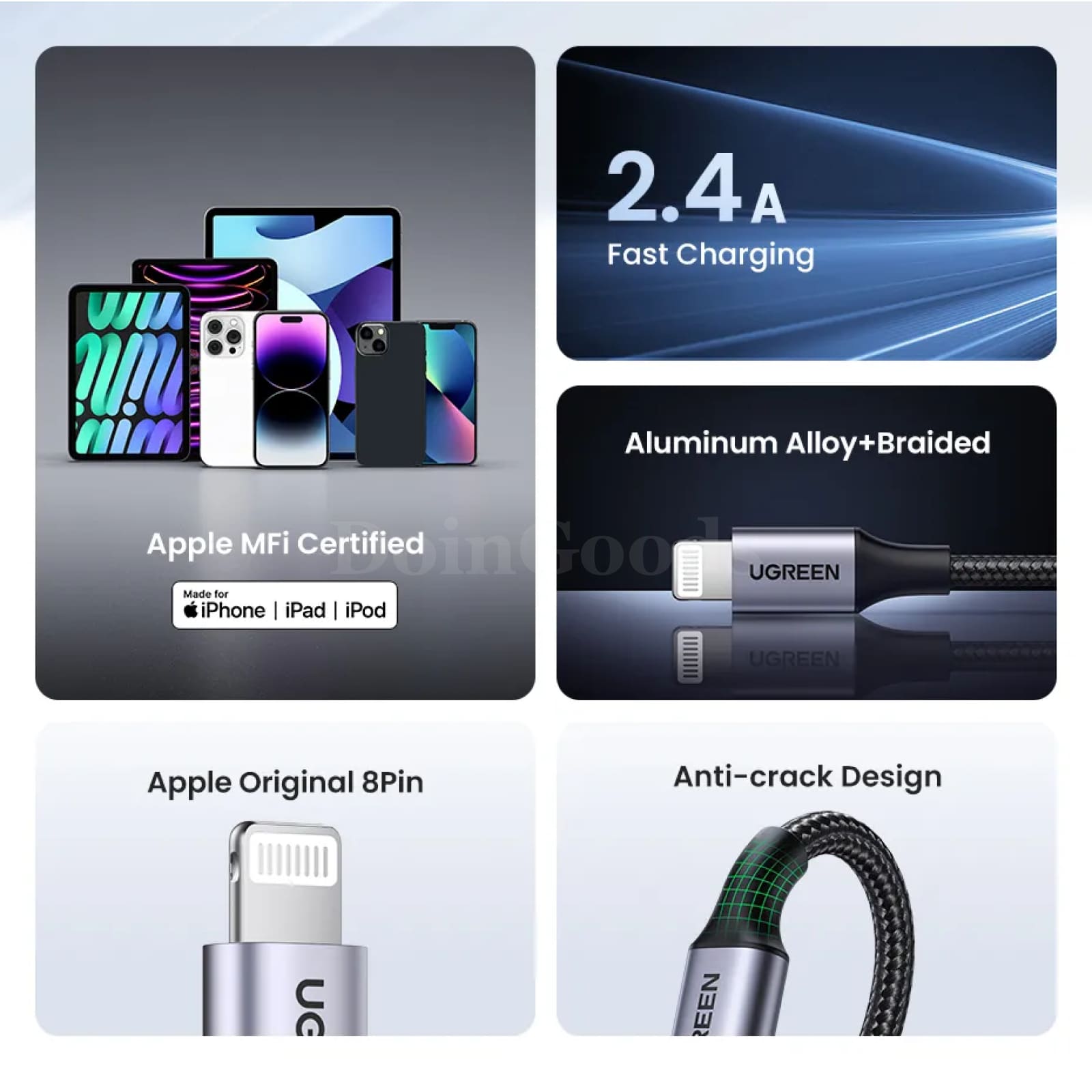 Ugreen Mfi Certified Usb Cable Fast Charging Lightning 2.4A For Iphone Pro Max 301635