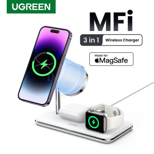 Ugreen Mfi Magsafe 25W Wireless Charger Stand 3-In-1 For Iphone 15 14 Pro Max 301635