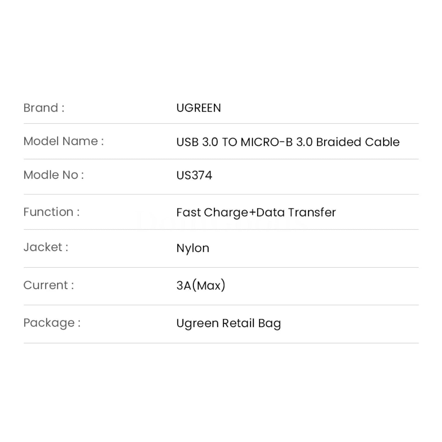 Ugreen Micro B Usb 3.0 Cable - 3A Fast Charging 5Gbps Data Transfer External Hdd And Ssd 301635