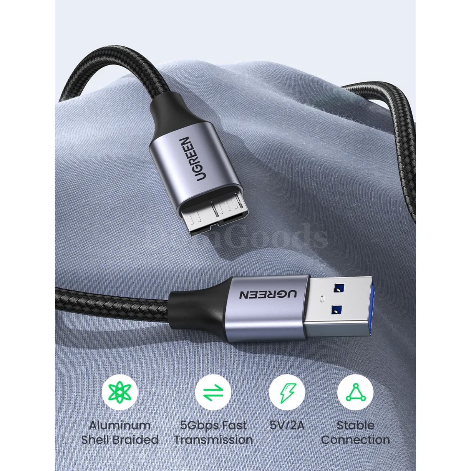 Ugreen Micro B Usb 3.0 Cable - 3A Fast Charging 5Gbps Data Transfer External Hdd And Ssd 301635