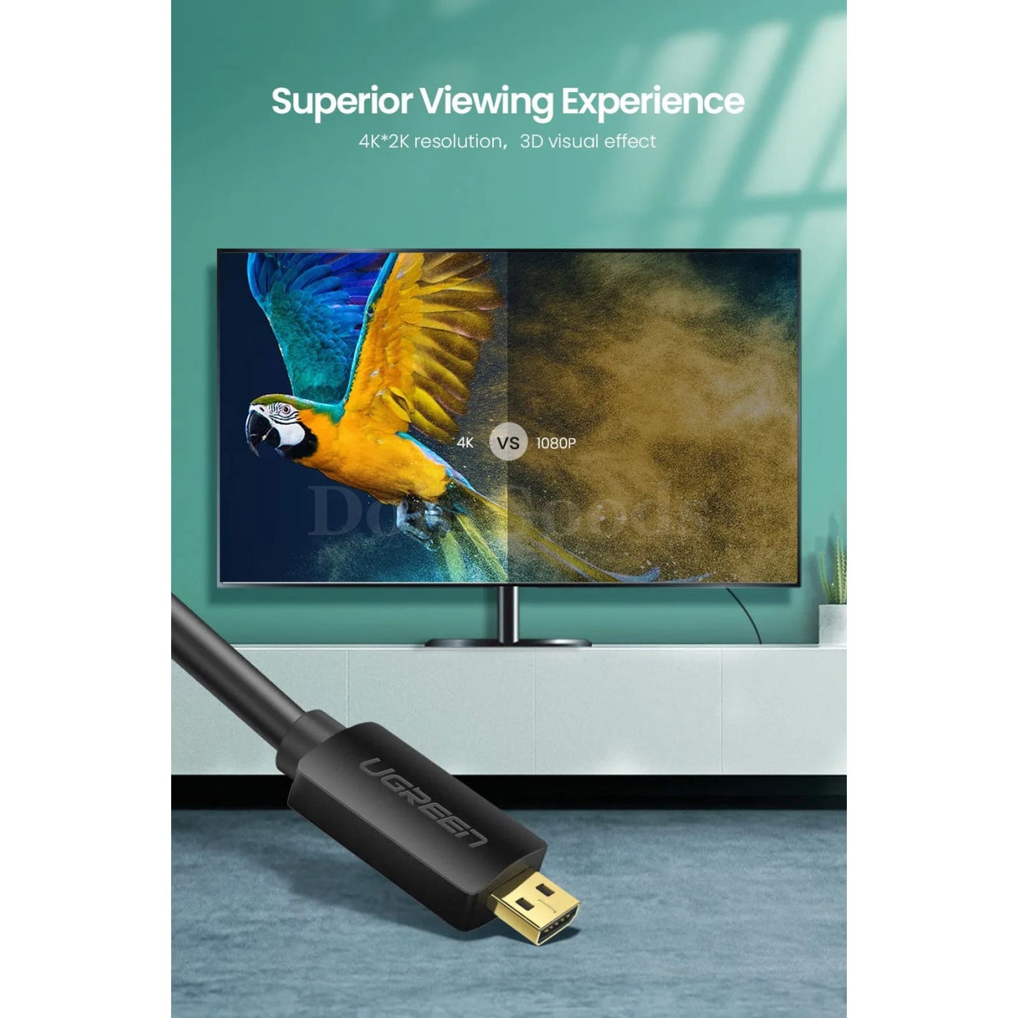 Ugreen Micro Hdmi-Compatible Cable - 4K/60Hz 3D Effect Male To For Gopro Sony Projector 301635