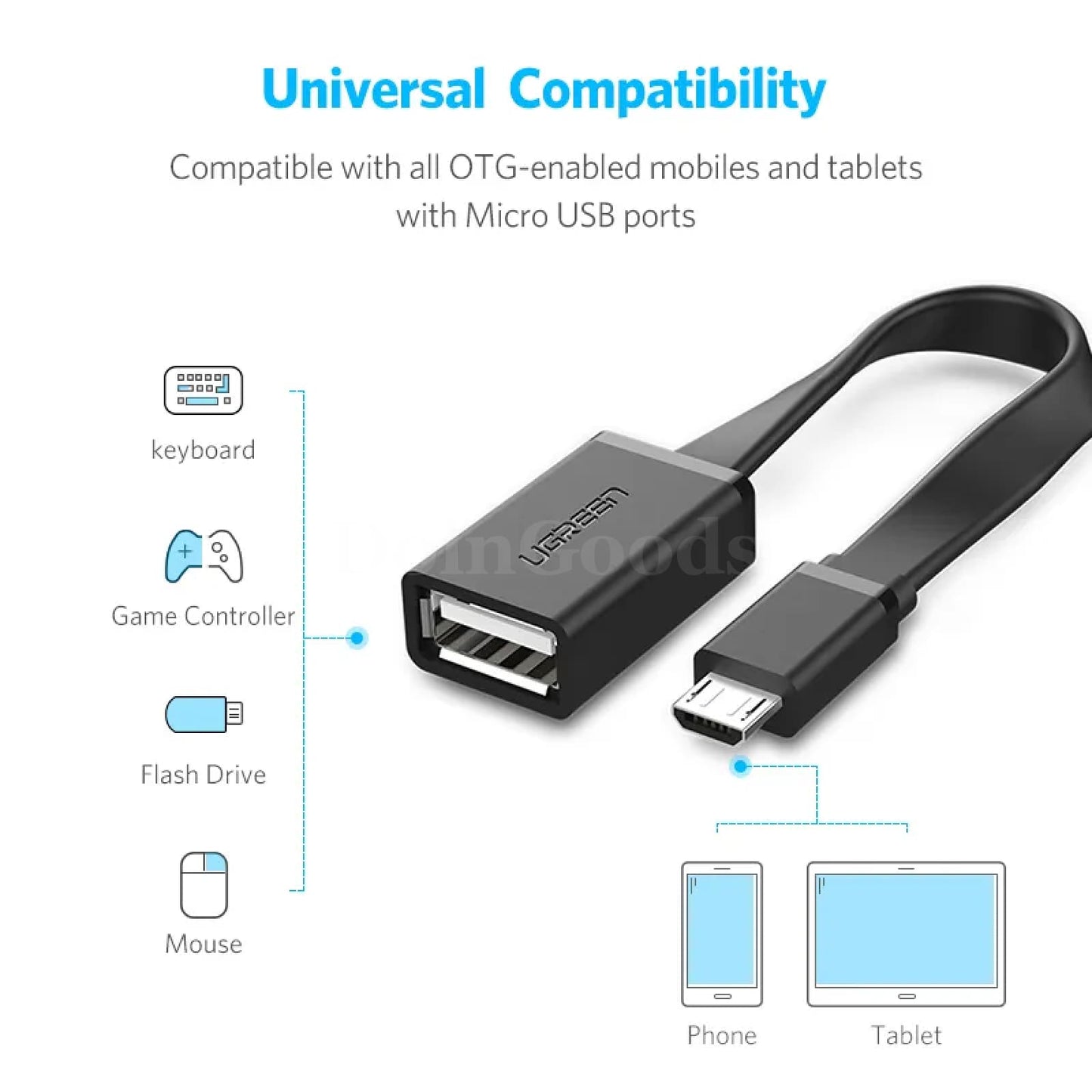 Ugreen Micro Usb Otg Cable Adapter Connector Xiaomi Redmi Note 5 Samsung Android 301635