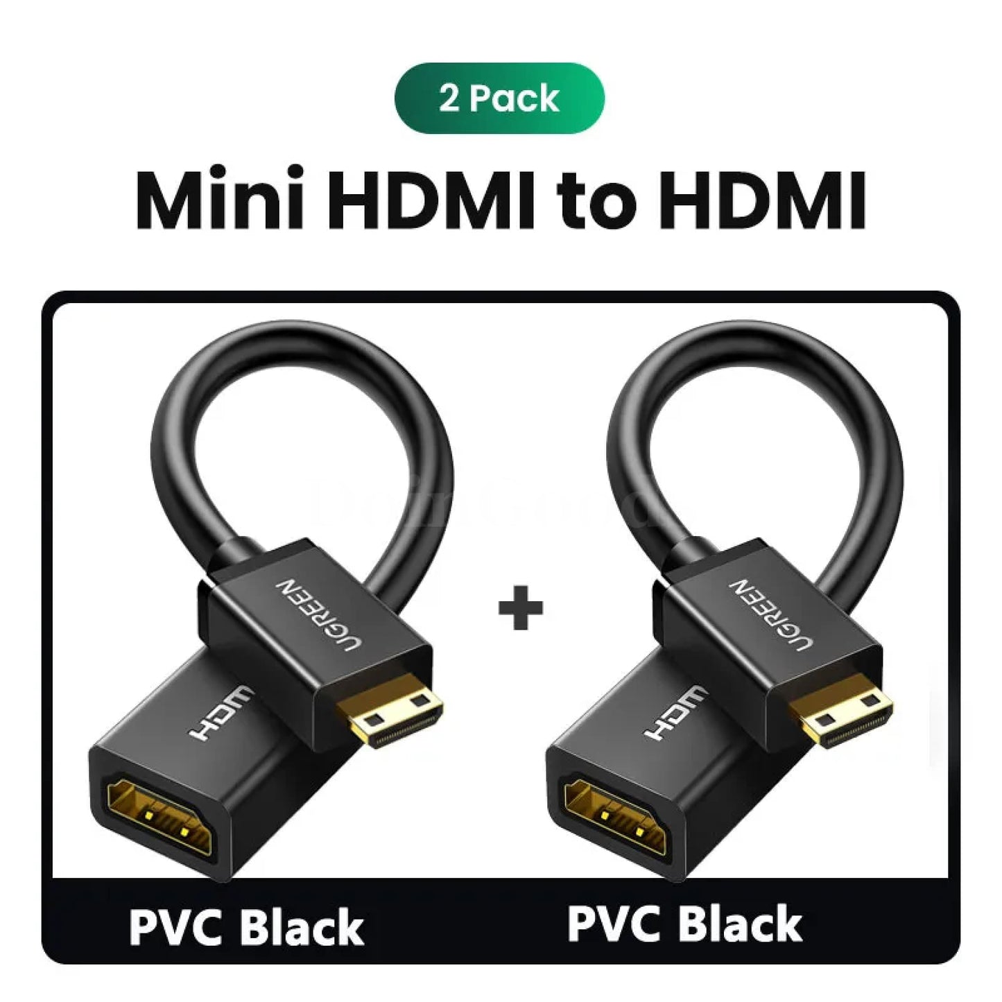 Ugreen Mini Hdmi To Adapter 4K Compatible For Raspberry Pi Zerow Laptop Pvc Black---2 Pack / 22Cm