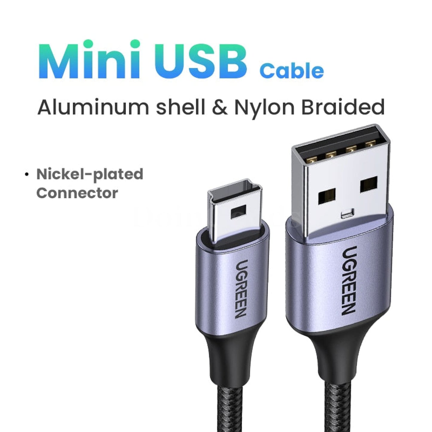 Ugreen Mini Usb Cable - Fast Data Charger For Mp3 Mp4 Player Car Dvr Gps Metal Grey / 0.25M 301635