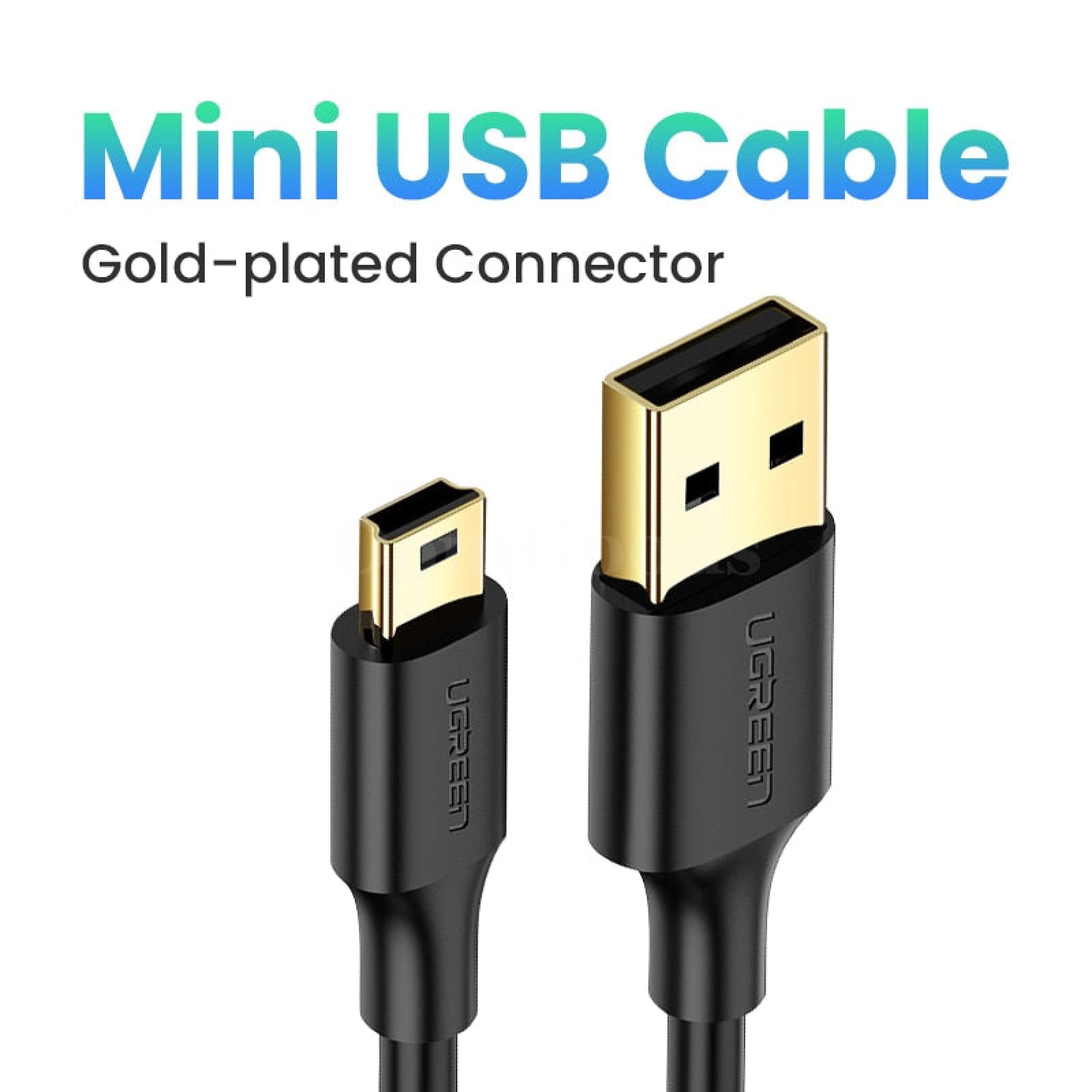 Ugreen Mini Usb Cable - Fast Data Charger For Mp3 Mp4 Player Car Dvr Gps Pvc-Gold Plated / 0.25M