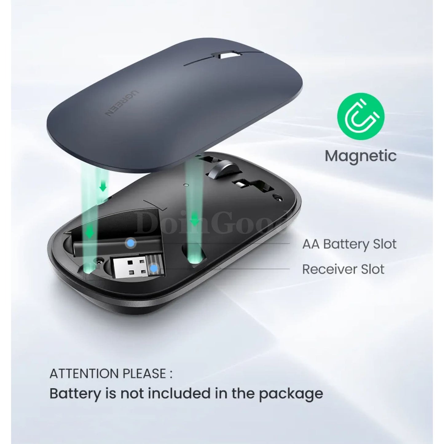 Ugreen Mouse Wireless Bluetooth 2.4G Silent 4000 Dpi Ambidextrous Macbook Tablet 301635