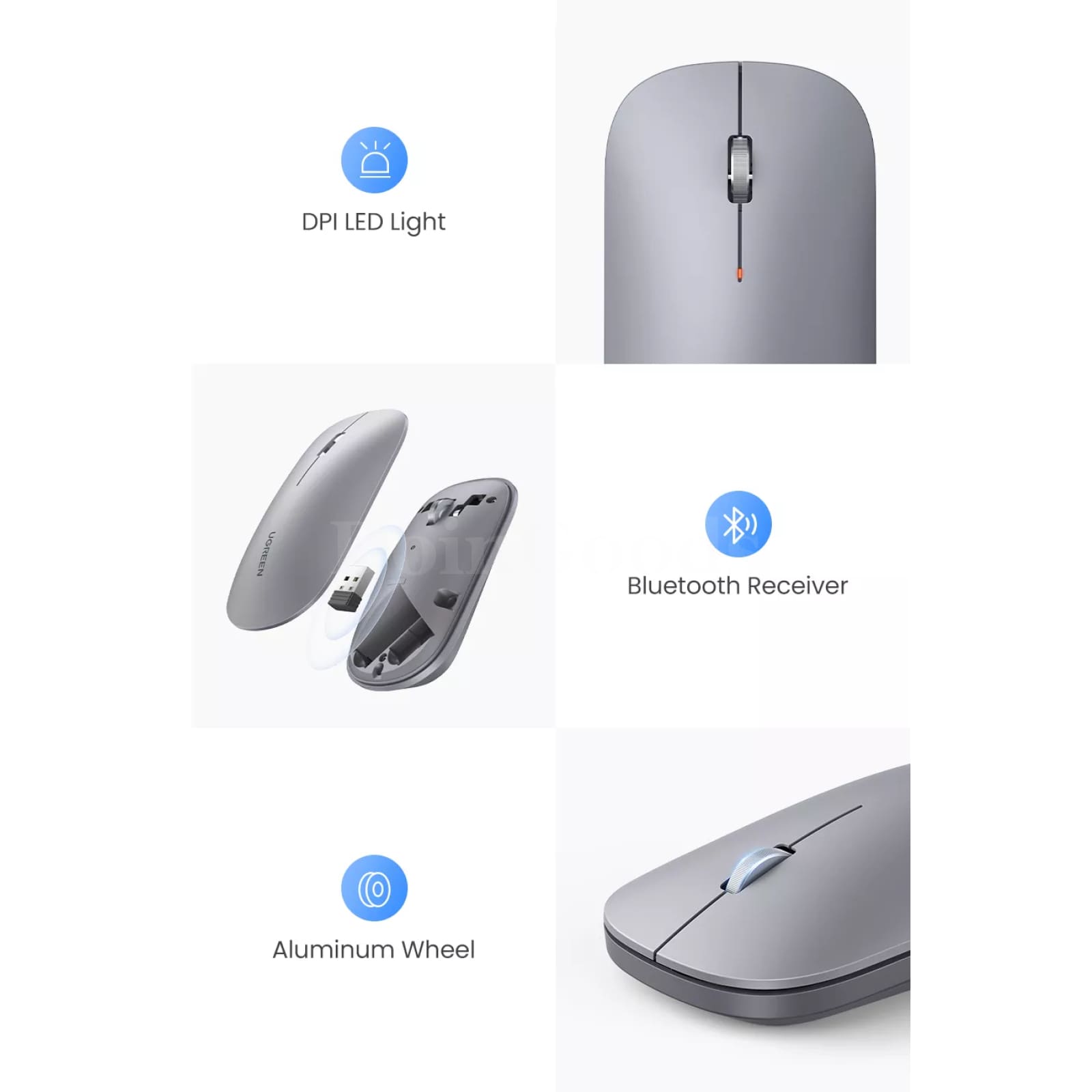 Ugreen Mouse Wireless Bluetooth 2.4G Silent 4000 Dpi Ambidextrous Macbook Tablet 301635