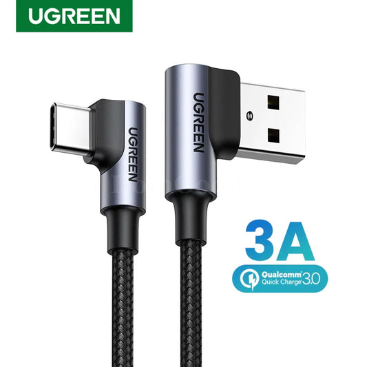 Ugreen Nylon Usb Type C Cable 90 Degree Fast Charger Cord Mobile Xiaomi Samsung 301635