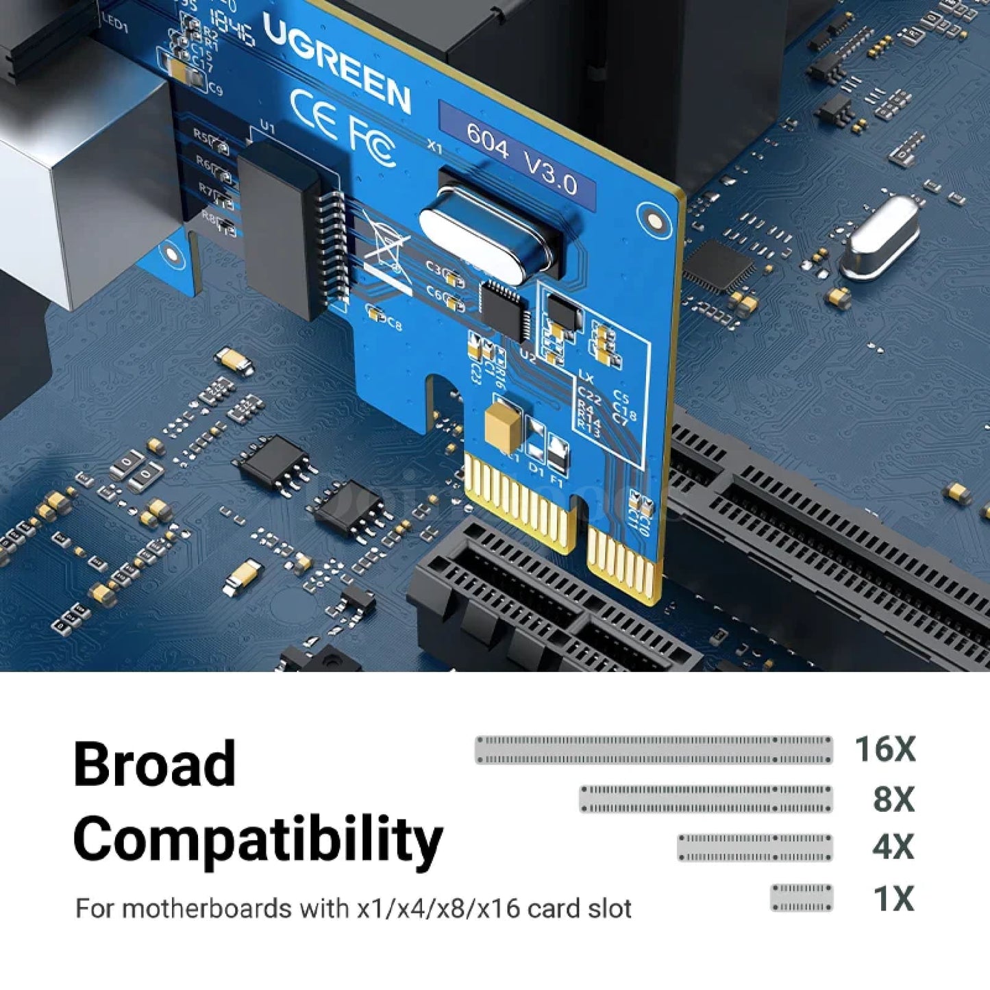 Ugreen Pcie Ethernet Adapter 1000Mbps/5Gbps Expansion Card Rj45 Lan Desktop Pc 301635