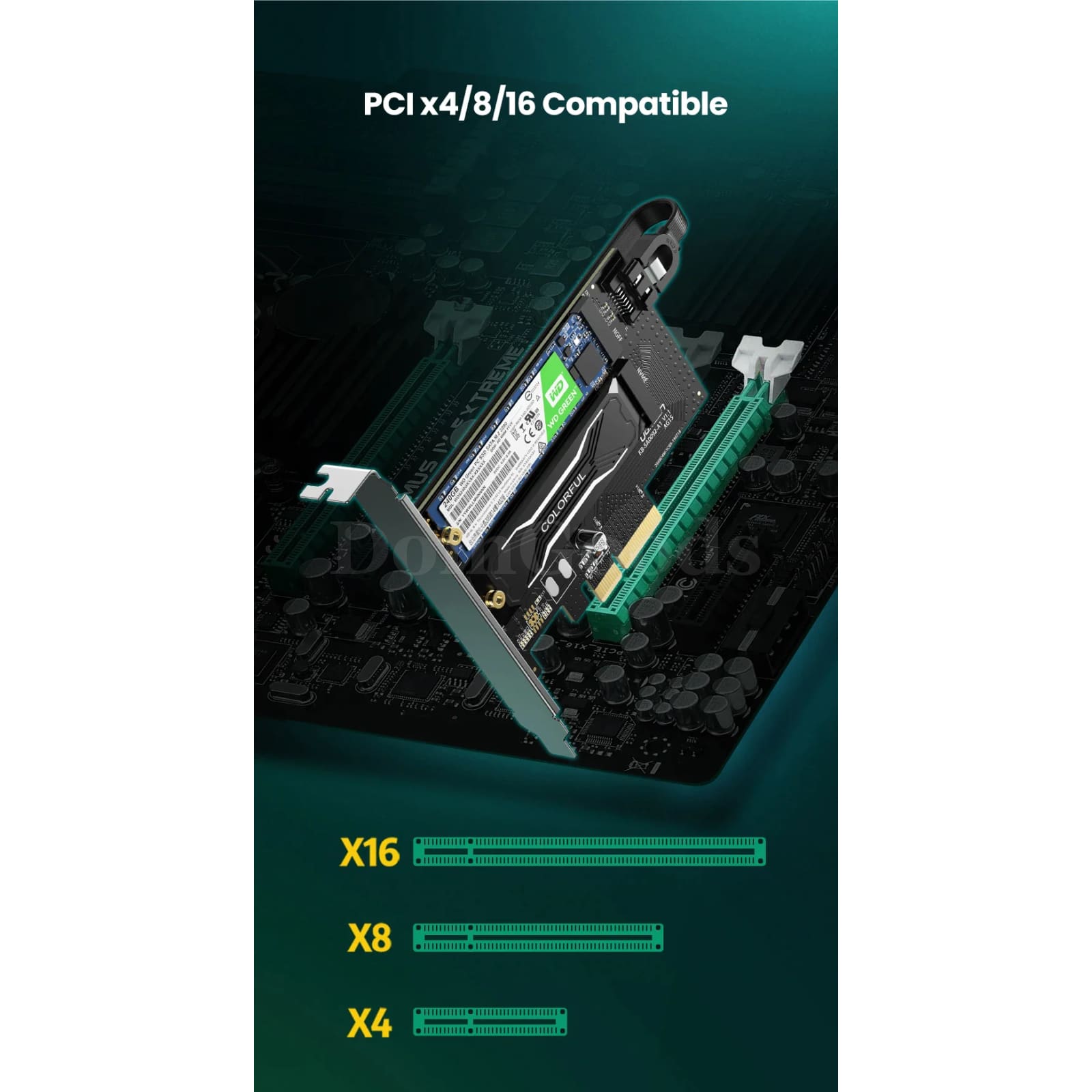 Ugreen Pcie To Nvme M.2 Adapter 32Gbps Pci Express Card X4/8/16 M&B Key Ssd 301635