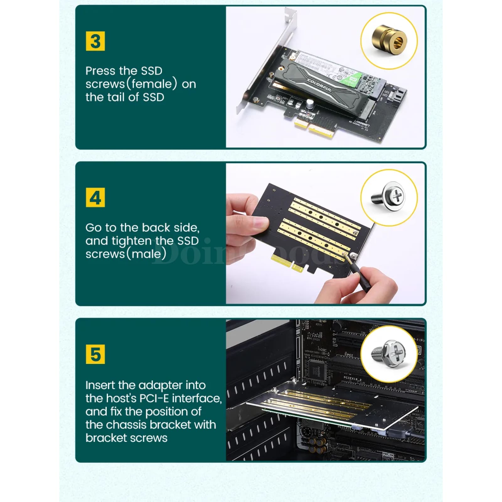 Ugreen Pcie To Nvme M.2 Adapter 32Gbps Pci Express Card X4/8/16 M&B Key Ssd 301635