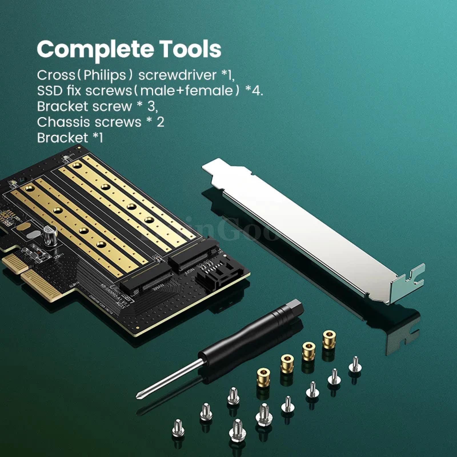 Ugreen Pcie To Nvme M.2 Adapter 32Gbps Pci Express Card X4/8/16 M&B Key Ssd 301635