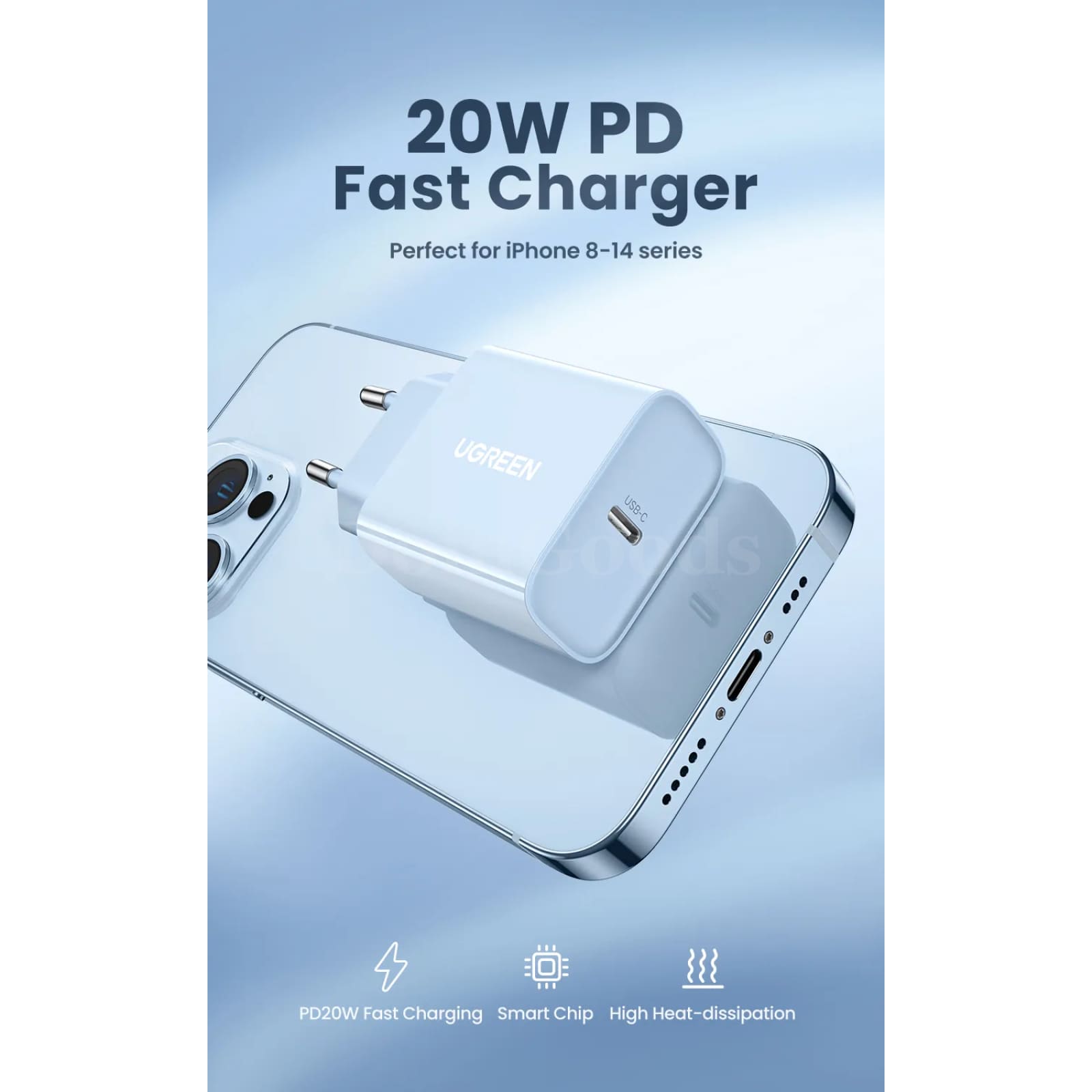 Ugreen Pd 20W Qc4.0/Qc3.0 Usb Type C Fast Charger Iphone 14 13 12 Xs 8 Xiaomi 301635