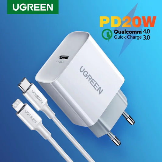 Ugreen Quick Charge 4.0 Usb-C 20W Fast Pd Charger For Iphone 15/14/13/12 Xiaomi 301635