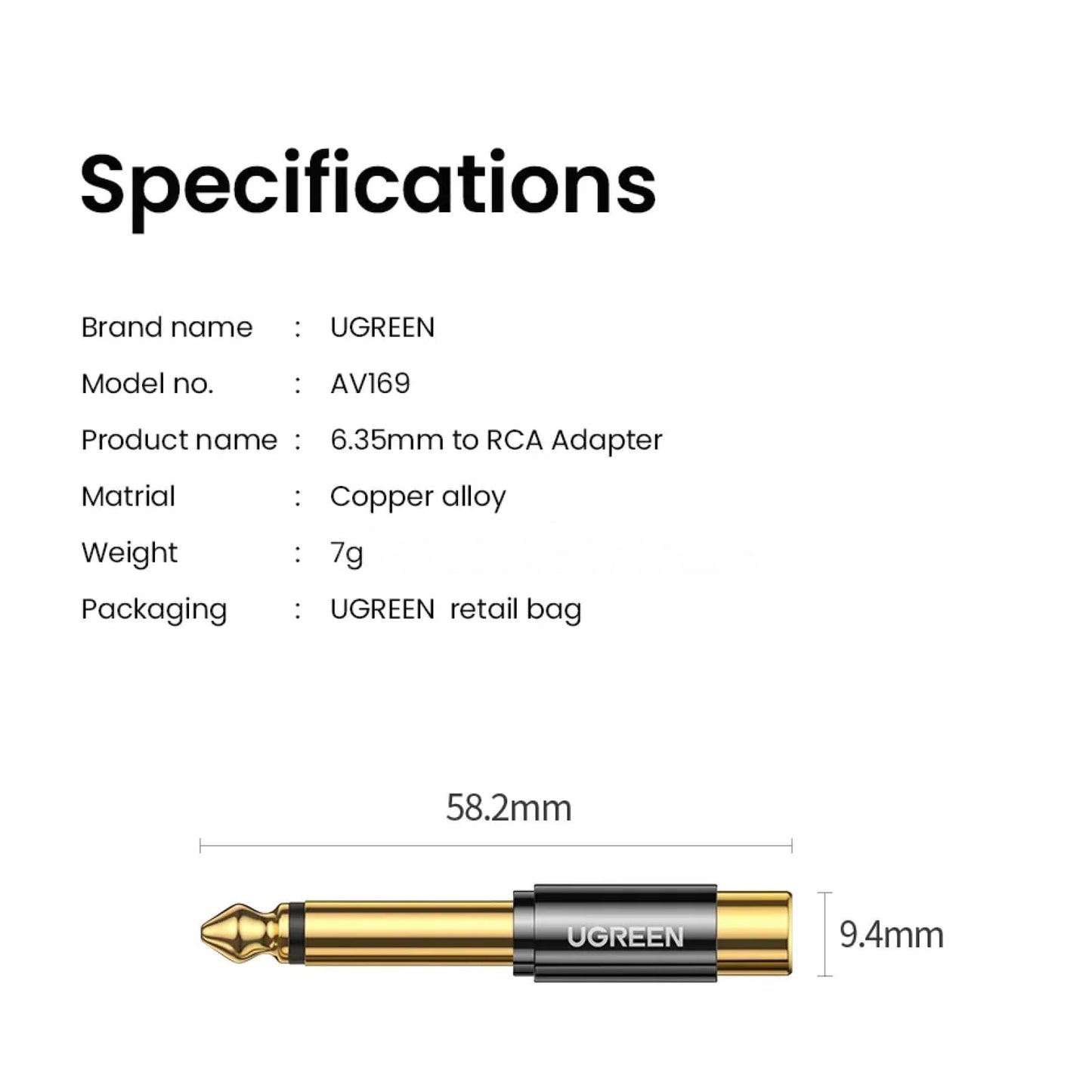 Ugreen Rca To 6.5Mm 6.35Mm 1/4 Adapter Gold Plated Copper Male Female Audio 301635