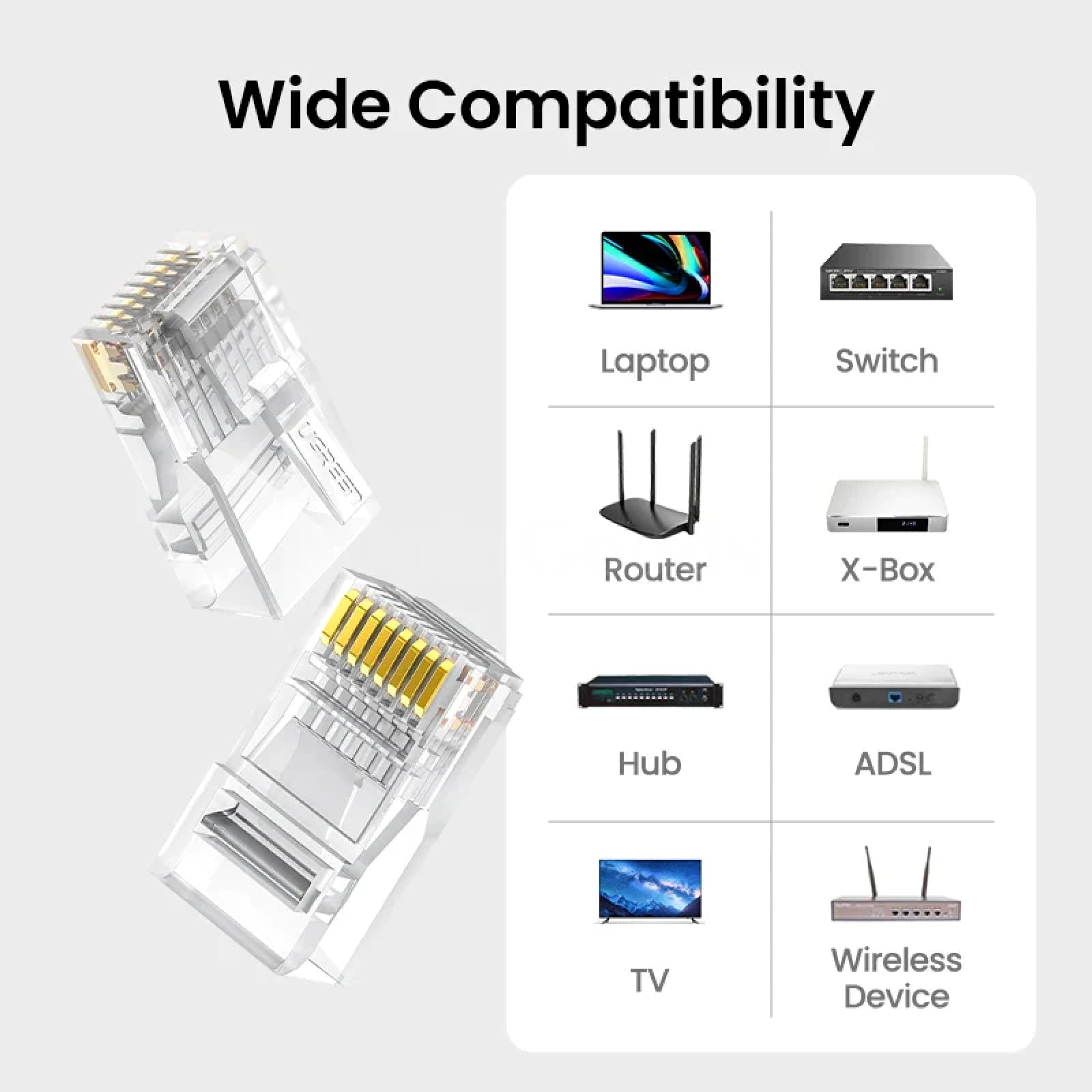 Ugreen Rj45 Connector Ethernet Cable Cat6 Crimp Connectors Utp Network Plug 301635