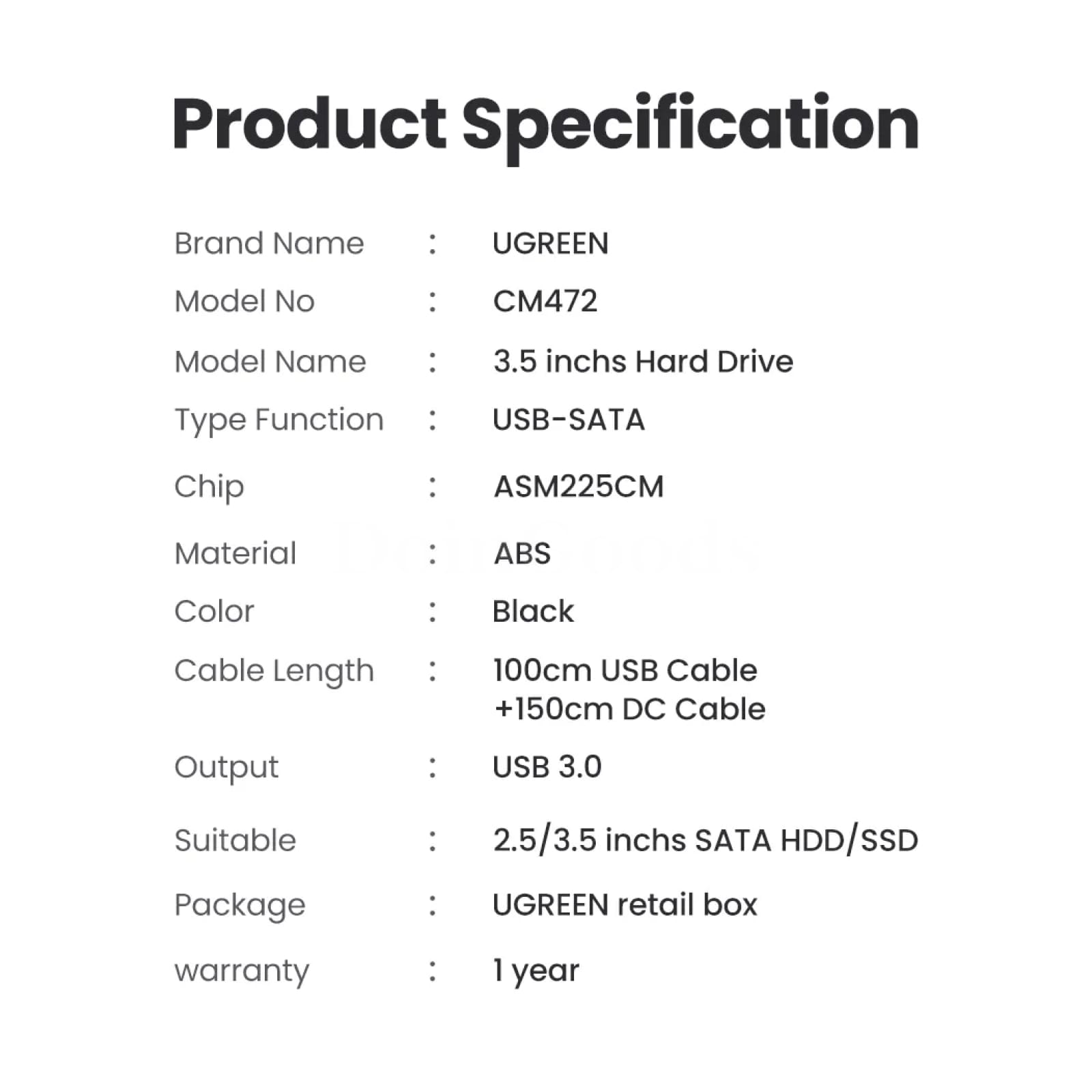 Ugreen Sata Usb 3.0 Hdd Case External Hard Drive Enclosure 3.5 2.5 Ssd Disk 301635