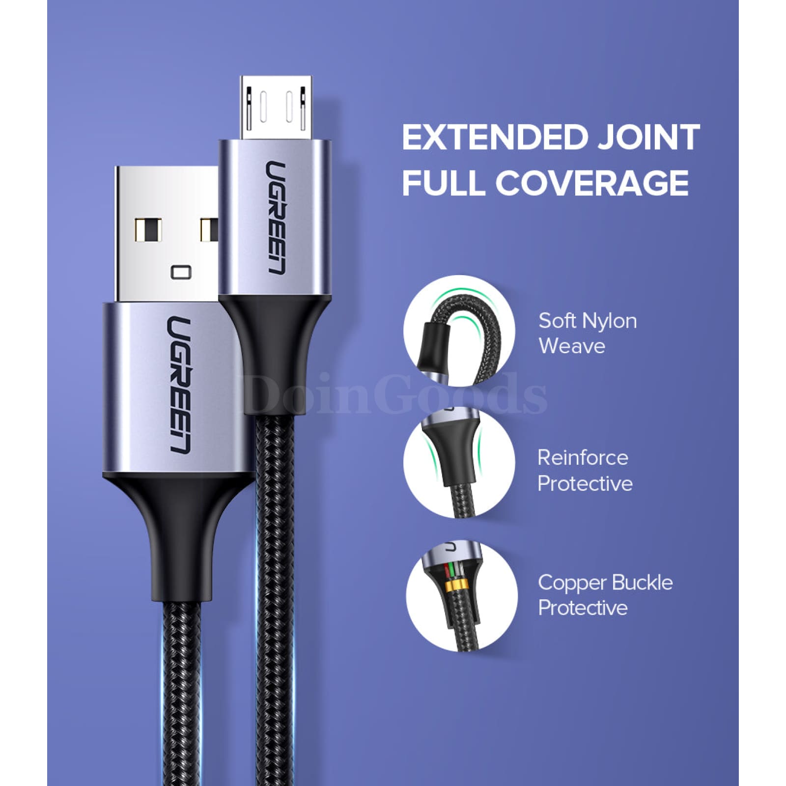 Ugreen Usb 2.0 A To Micro B Cable Charger Short Flexible Fast Charge High Speed 301635