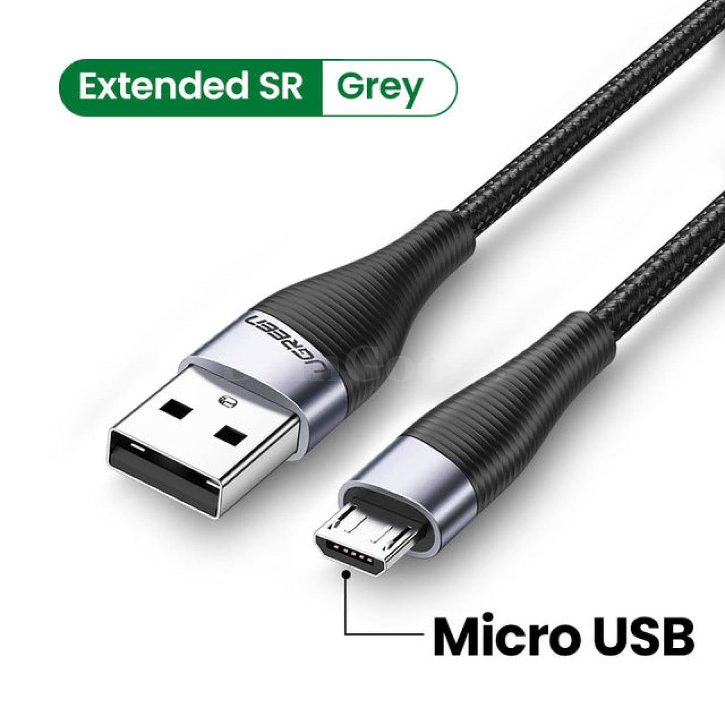 Ugreen Usb 2.0 A To Micro B Cable Charger Short Flexible Fast Charge High Speed Usb Dark Grey / 1.5M