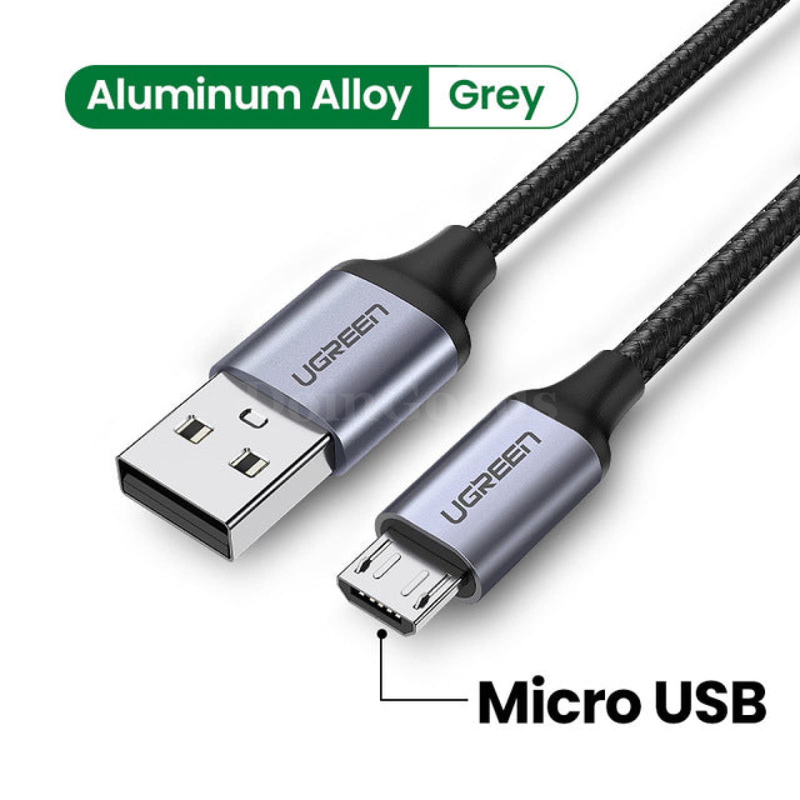 Ugreen Usb 2.0 A To Micro B Cable Charger Short Flexible Fast Charge High Speed Usb Grey / 3M 301635