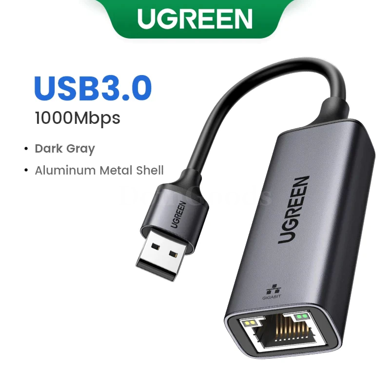 Ugreen Usb 3.0 Ethernet Adapter Network Card For Win 10 Pc Xiaomi Mi Box Usb-A Dark Gray 301635