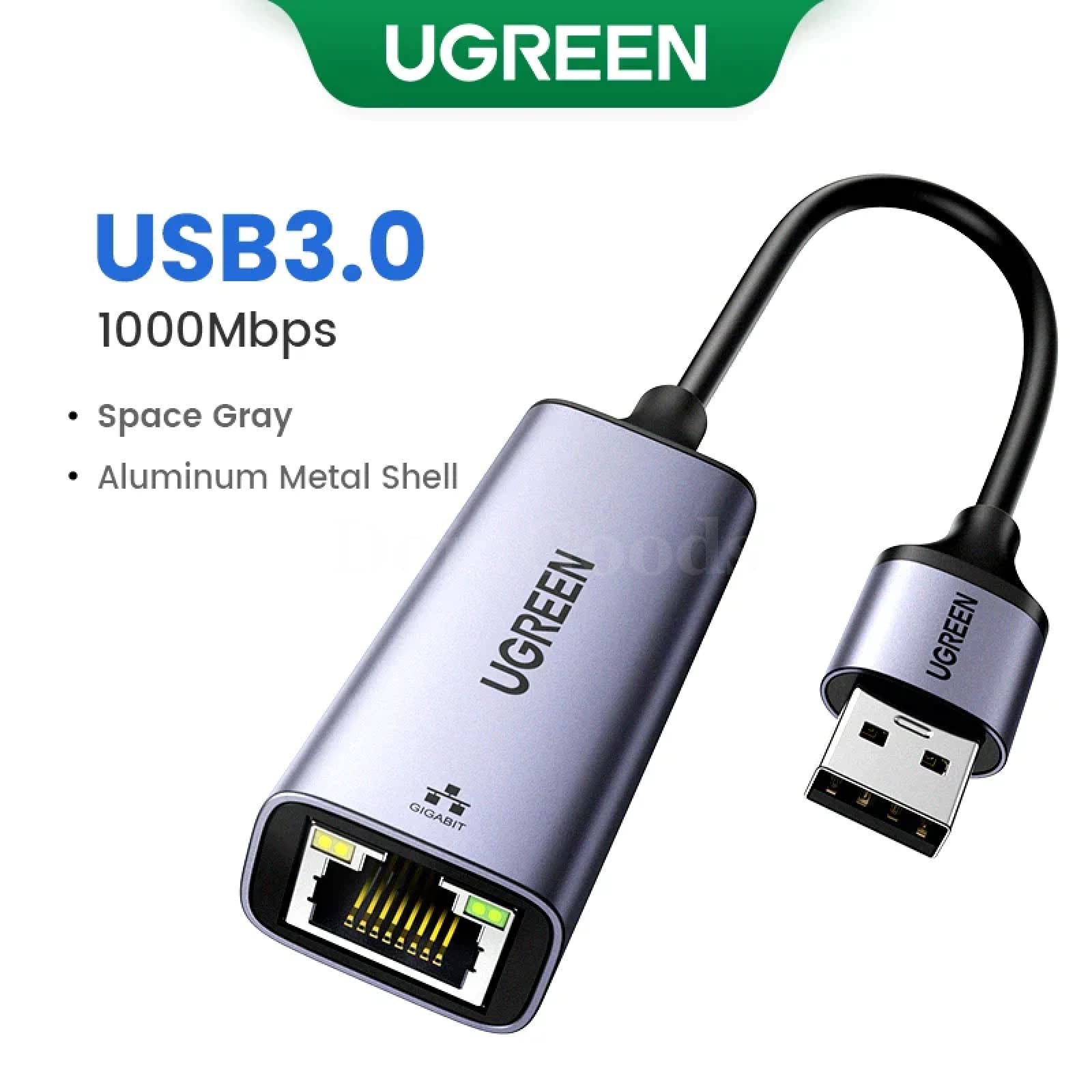 Ugreen Usb 3.0 Ethernet Adapter Network Card For Win 10 Pc Xiaomi Mi Box Usb-A Space Gray 301635