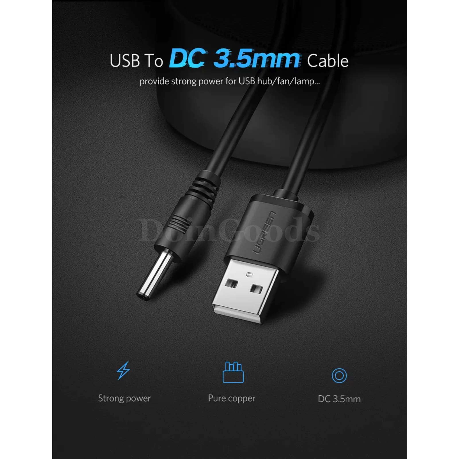 Ugreen Usb A To Dc 3.5Mm Power Cable Jack Connector 5V Supply Charger Adapter 301635