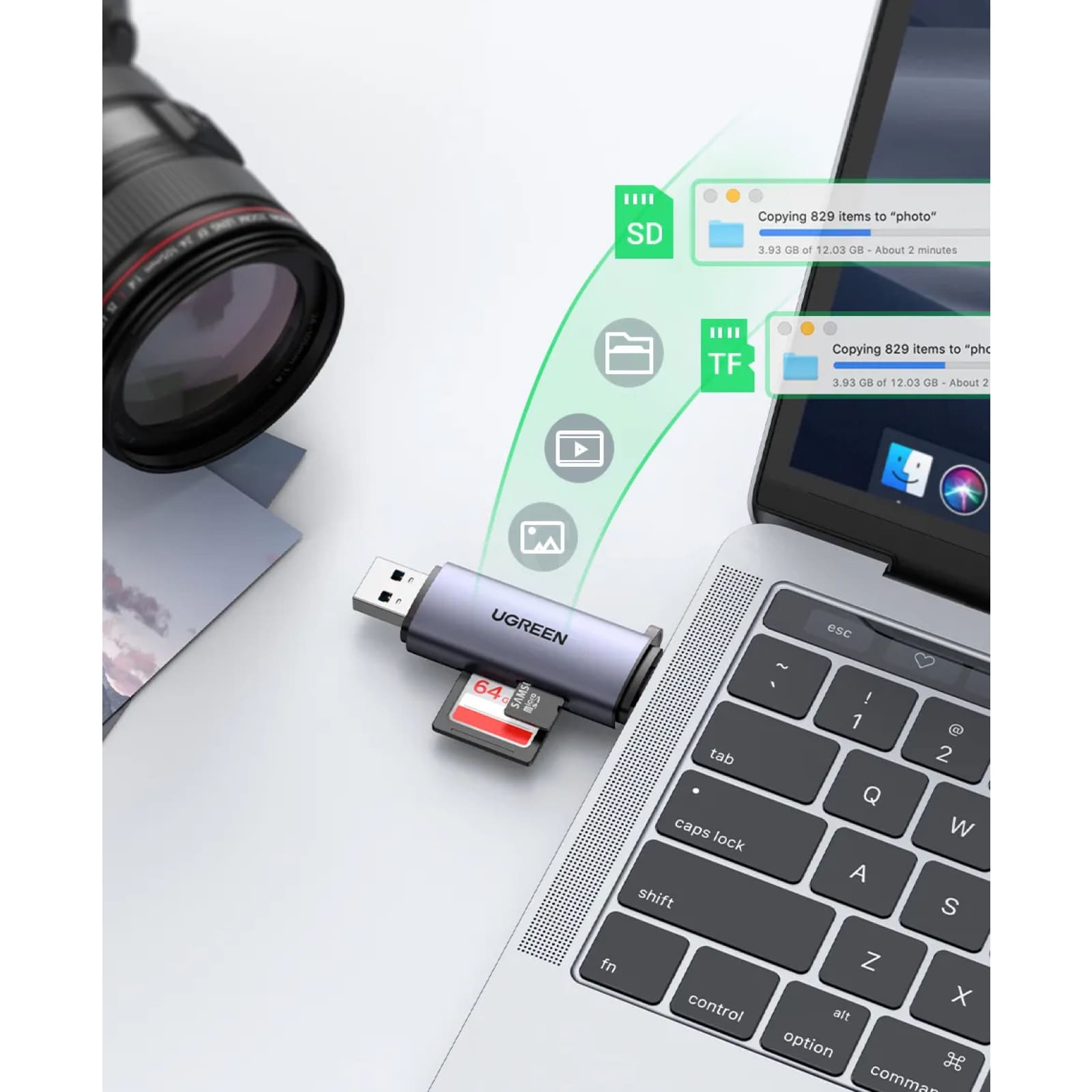 Ugreen Usb C 3.0 Card Reader Sd Microsd Tf Memory Pc Laptop 301635