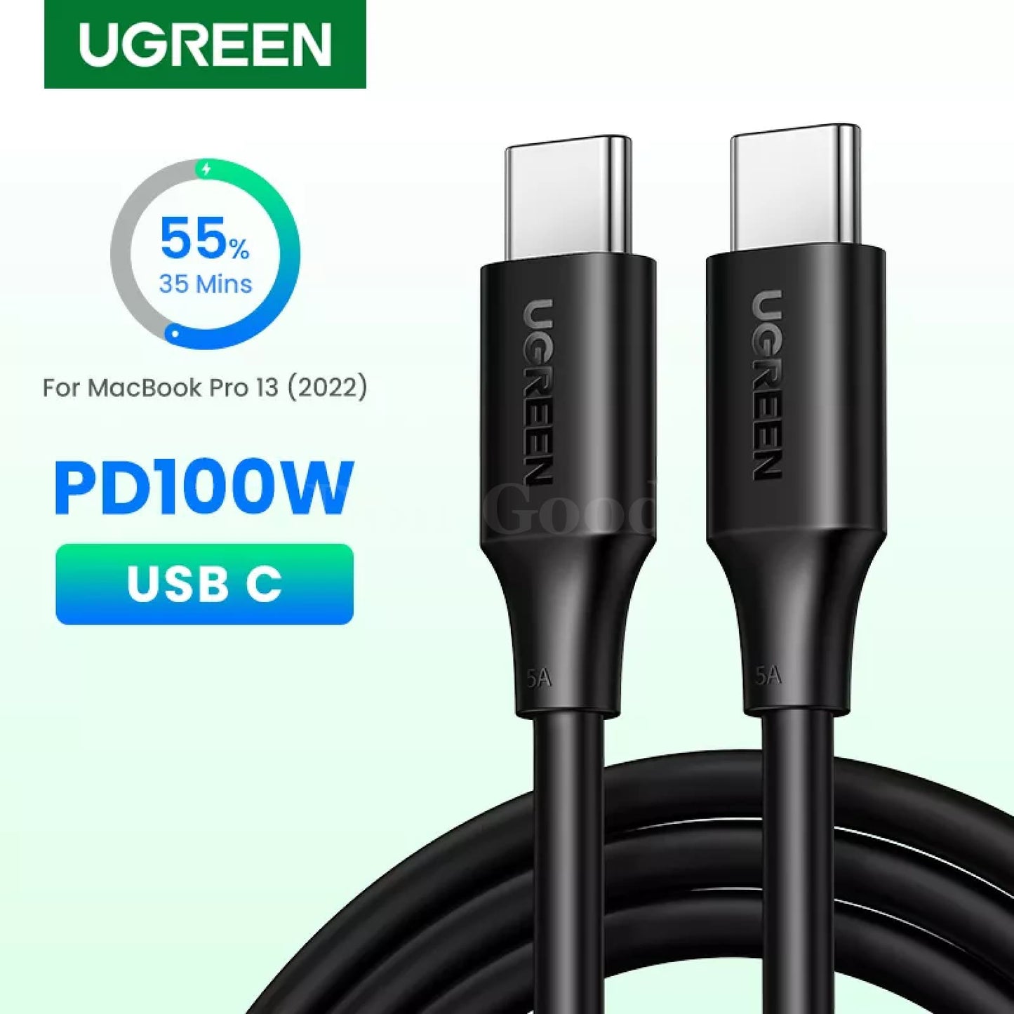 Ugreen Usb C Cable 100W Fast Charging 5A For Iphone Macbook Pro Samsung Galaxy 301635