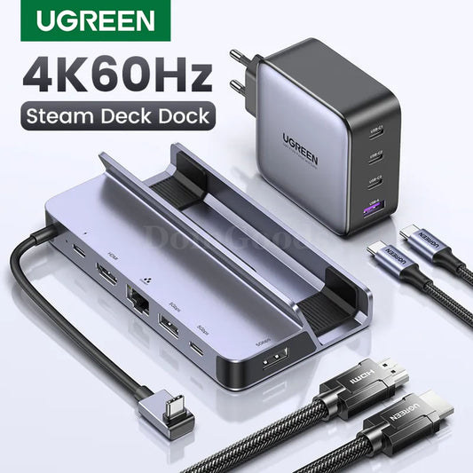 Ugreen Usb C Docking Station To Hdmi 4K60Hz Rj45 Pd100W With Eu Us Uk Charger 301635