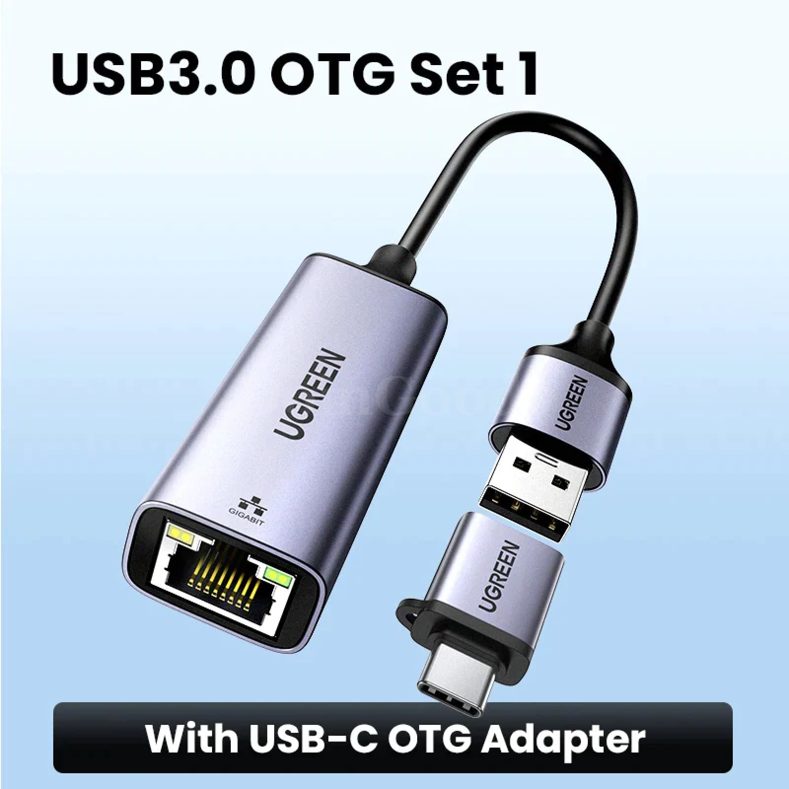 Ugreen Usb C Ethernet Adapter 1000/100Mbps Lan Rj45 For Laptop Macbook Usb-A Otg Set 301635