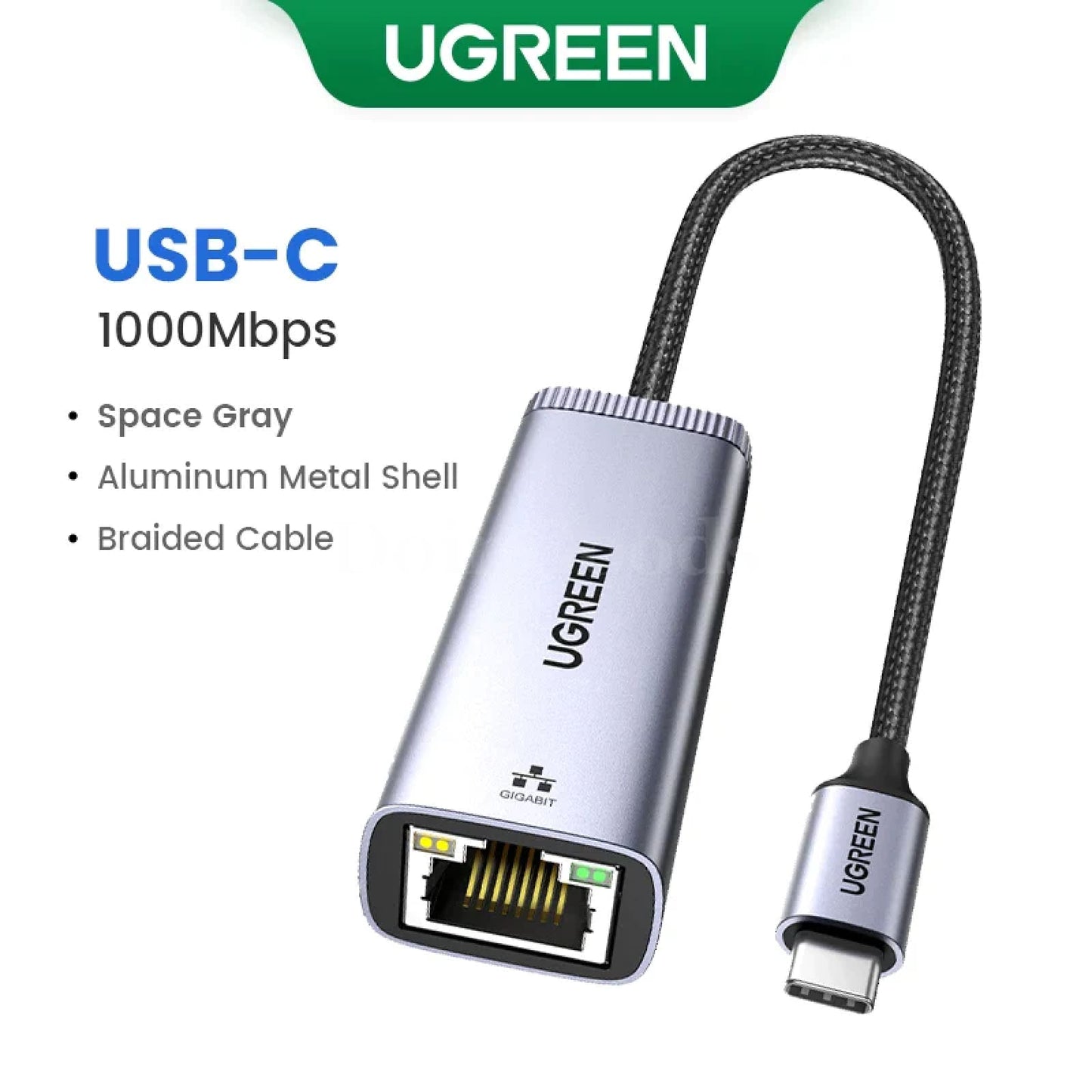 Ugreen Usb C Ethernet Adapter 1000/100Mbps Lan Rj45 For Laptop Macbook Usb-C Braided Cable 301635