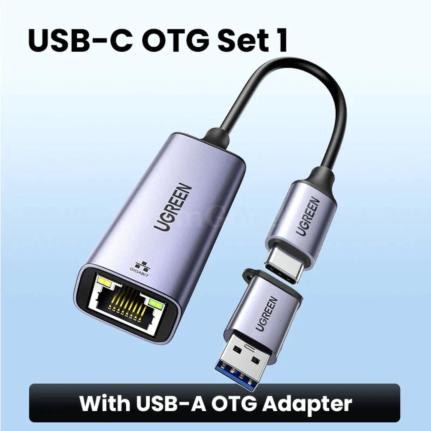Ugreen Usb C Ethernet Adapter 1000/100Mbps Lan Rj45 For Laptop Macbook Usb-C Otg Set1 301635