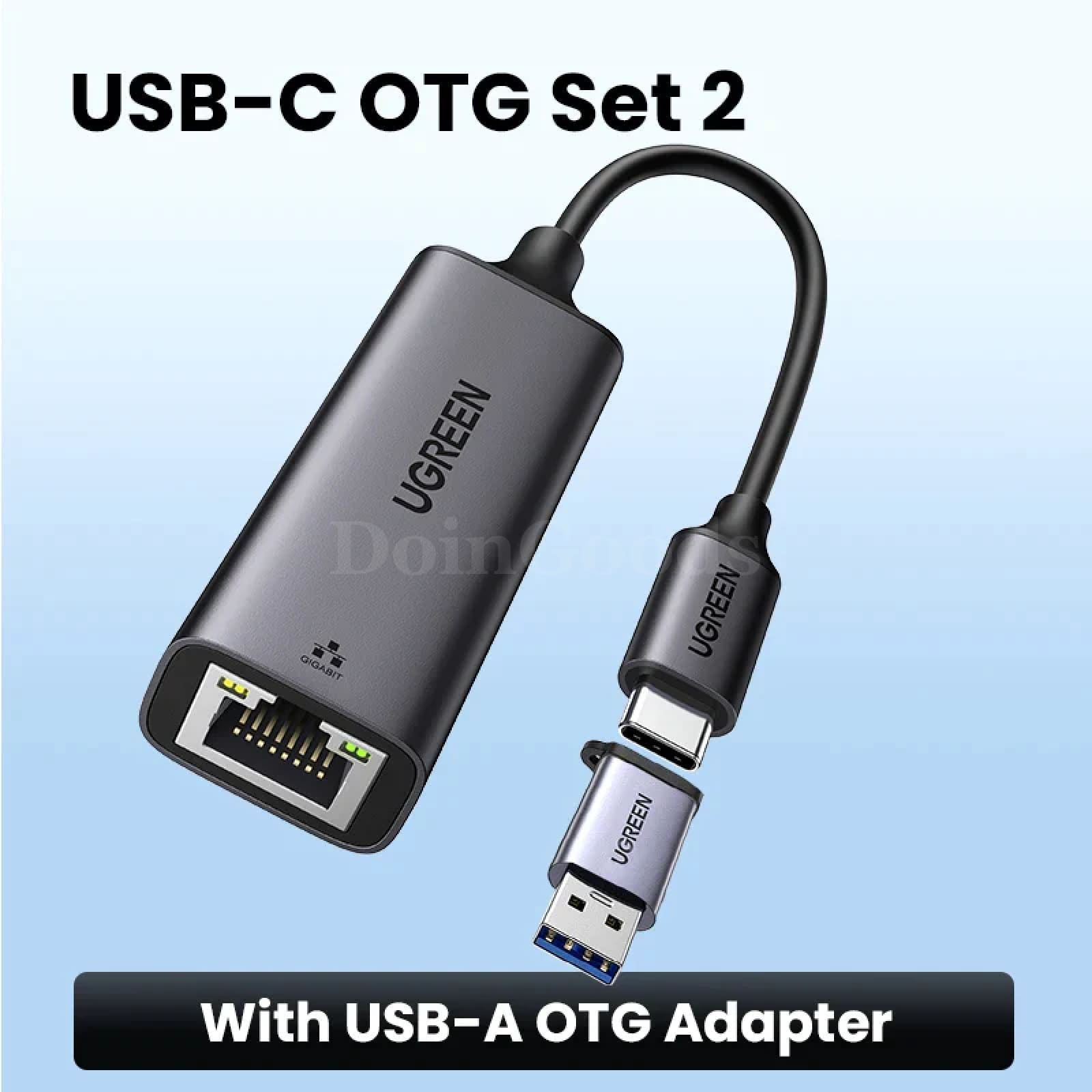 Ugreen Usb C Ethernet Adapter 1000/100Mbps Lan Rj45 For Laptop Macbook Usb-C Otg Set2 301635