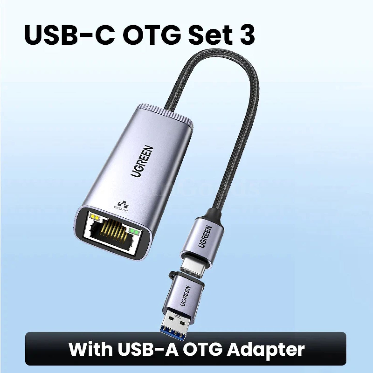 Ugreen Usb C Ethernet Adapter 1000/100Mbps Lan Rj45 For Laptop Macbook Usb-C Otg Set3 301635