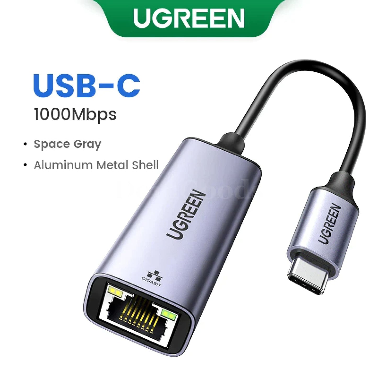 Ugreen Usb C Ethernet Adapter 1000/100Mbps Lan Rj45 For Laptop Macbook Usb-C Space Gray 301635