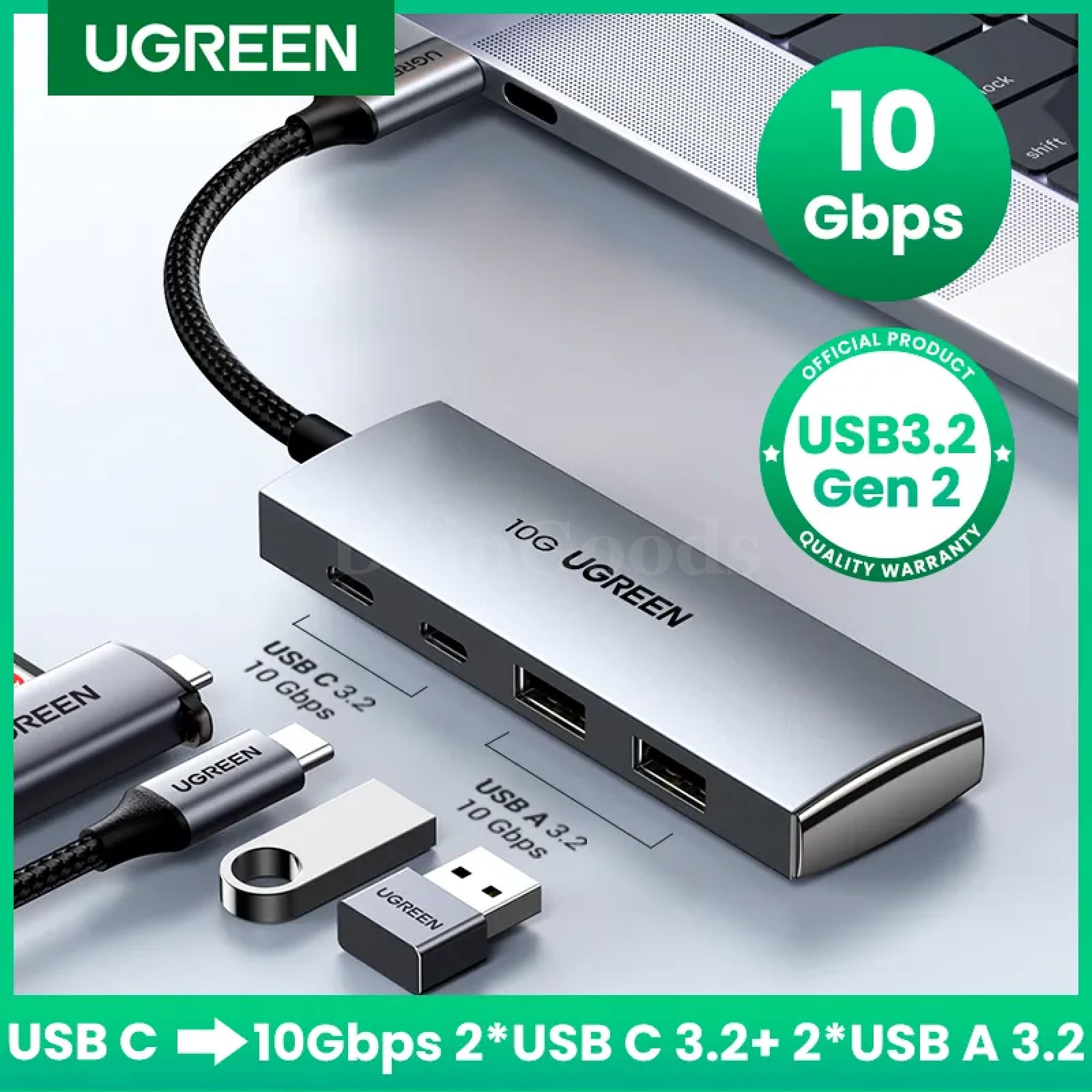 Ugreen Usb C Hub 10Gbps Type-C 3.2 Gen2 Splitter 4 Port Macbook Pro Adapter 301635