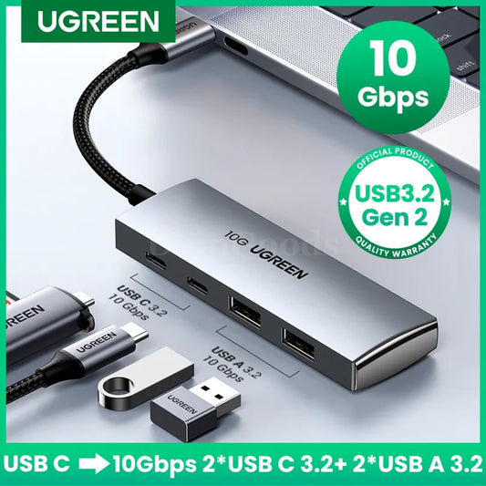 Ugreen Usb C Hub 10Gbps Type-C 3.2 Gen2 Splitter 4 Port Macbook Pro Adapter 301635