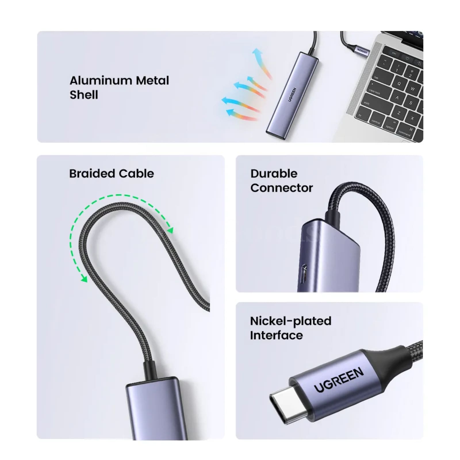 Ugreen Usb C Hub 4 Ports To 2 Usb-C And Usb-A 5Gbps Data 301635