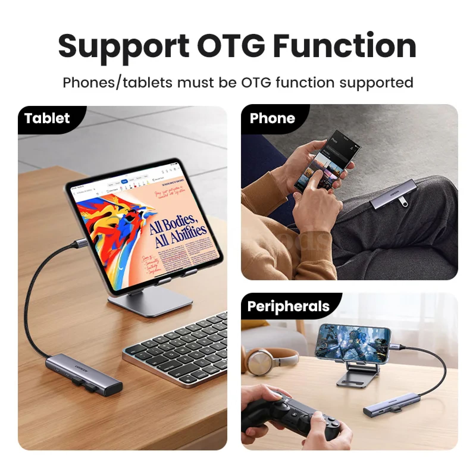 Ugreen Usb C Hub 4 Ports To 2 Usb-C And Usb-A 5Gbps Data 301635