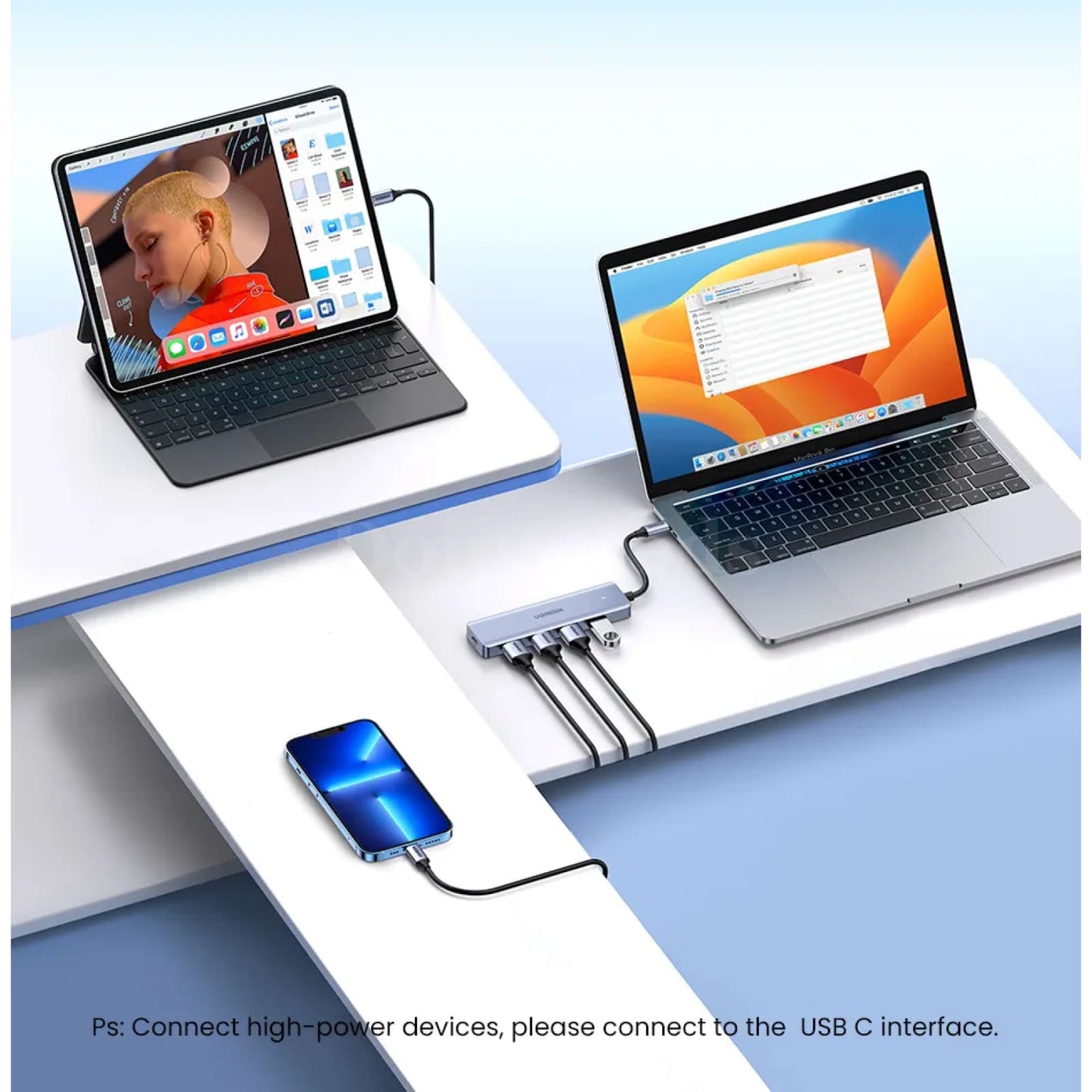 Ugreen Usb C Hub 4 Ports Type To 3.0 Splitter Adapter Macbook Ipad Samsung 301635