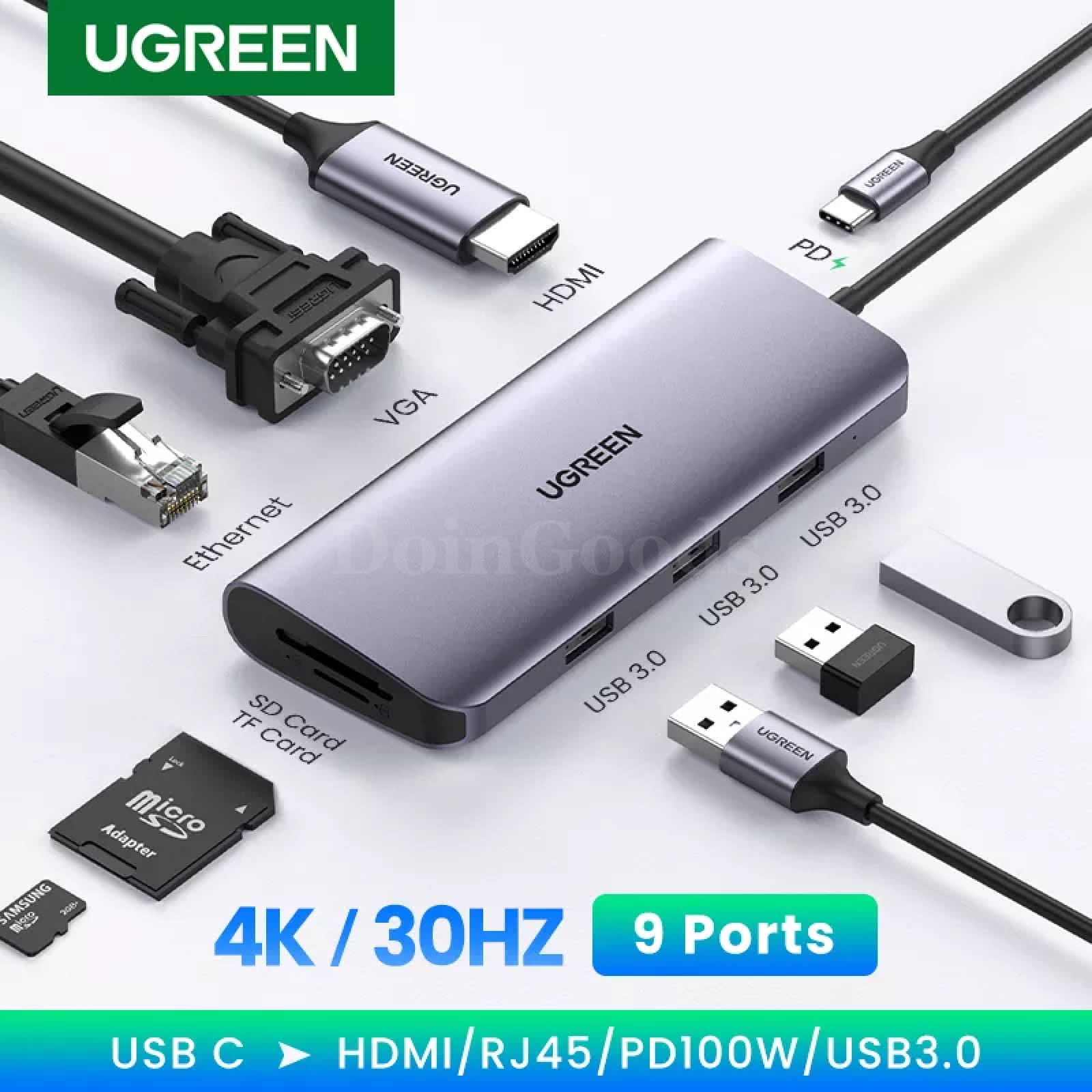 Ugreen Usb C Hub 4K Hdmi Adapter Rj45 3.0 Pd 100W Dock Macbook Pro Air M2 M1 301635