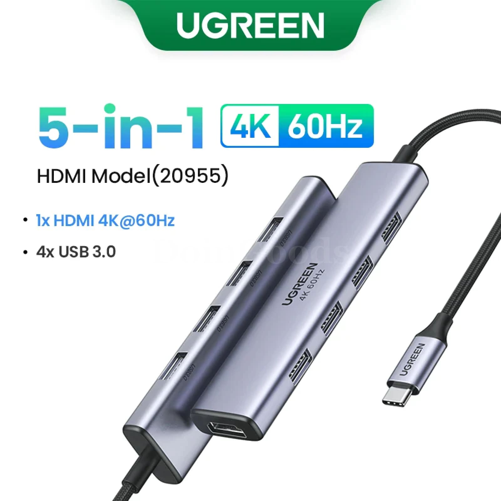 Ugreen Usb C Hub 4K60Hz Hdmi2.0 Rj45 Pd 100W Adapter Macbook Ipad Pro Samsung Pc 5-In-1 Hdmi 301635