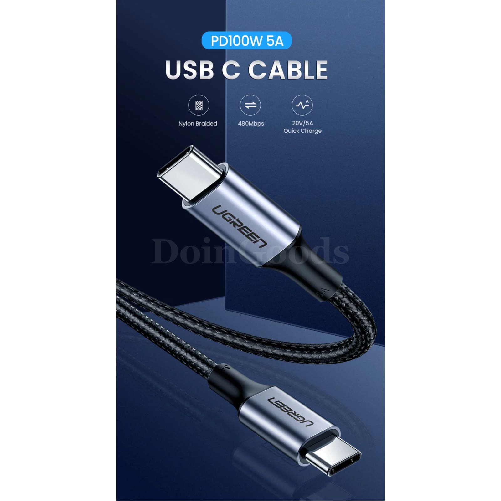 Ugreen Usb C To Cable Pd100W For Macbook Pro Ipad 2020 Samsung S20 S10 301635