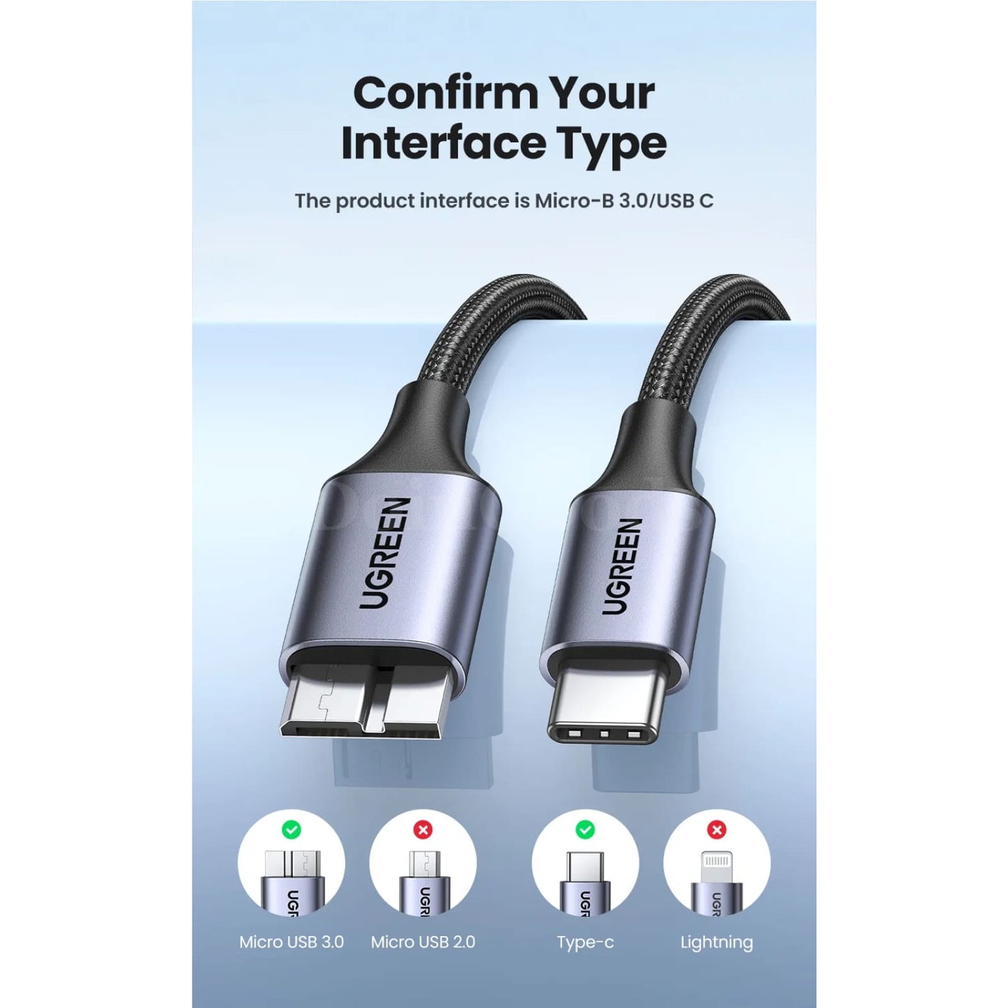 Ugreen Usb C To Micro B 3.0 Cable 5Gbps 3A Fast Data Sync For Macbook Hdd Ssd 301635