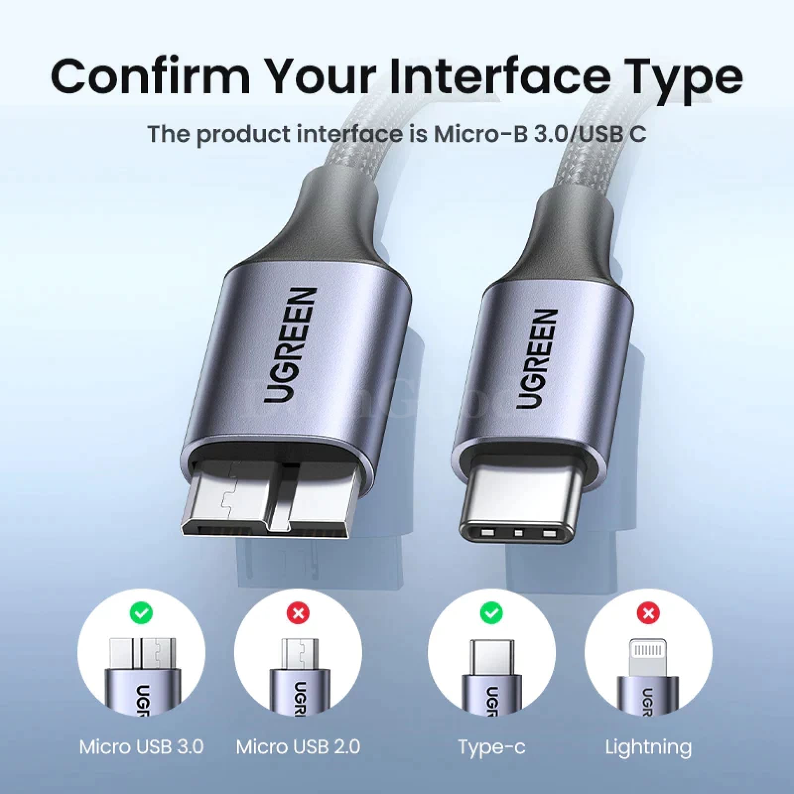 Ugreen Usb C To Micro B 3.0 Cable 5Gbps 3A Fast Data Sync For Macbook Hdd Ssd 301635