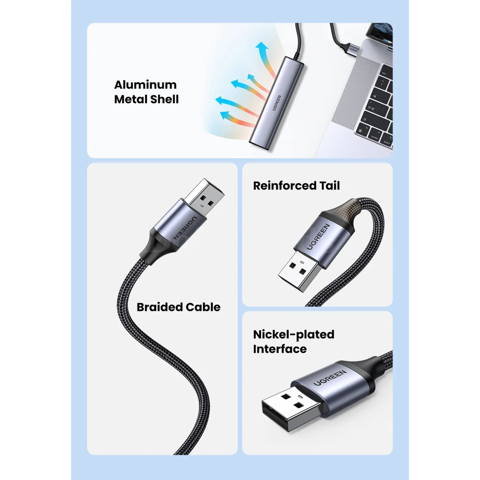 Ugreen Usb Ethernet Adapter 1000/100Mbps 3.0 Hub For Xiaomi Mi Box Macbook 301635