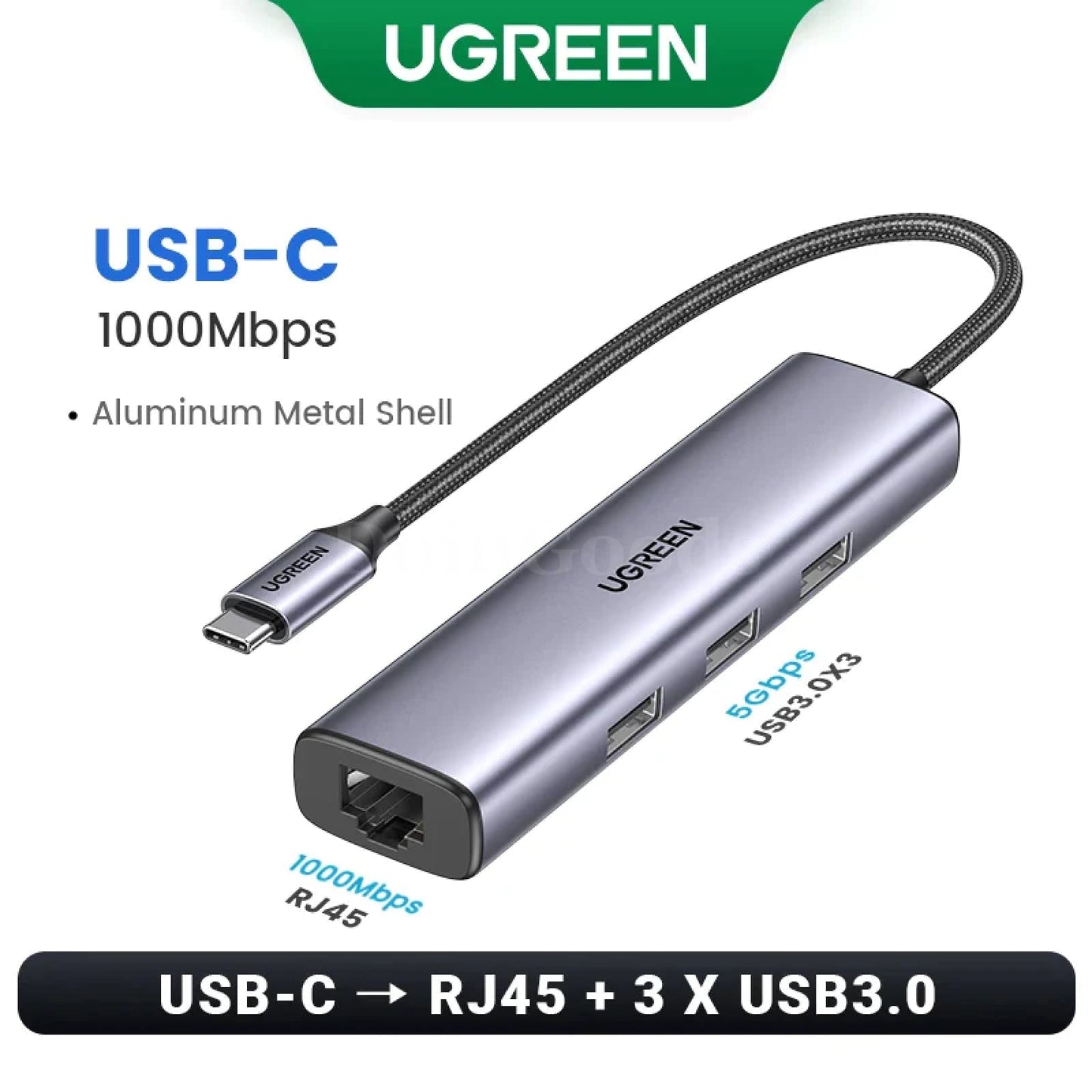Ugreen Usb Ethernet Adapter 1000/100Mbps 3.0 Hub For Xiaomi Mi Box Macbook Usb-C 1000Mbps 301635