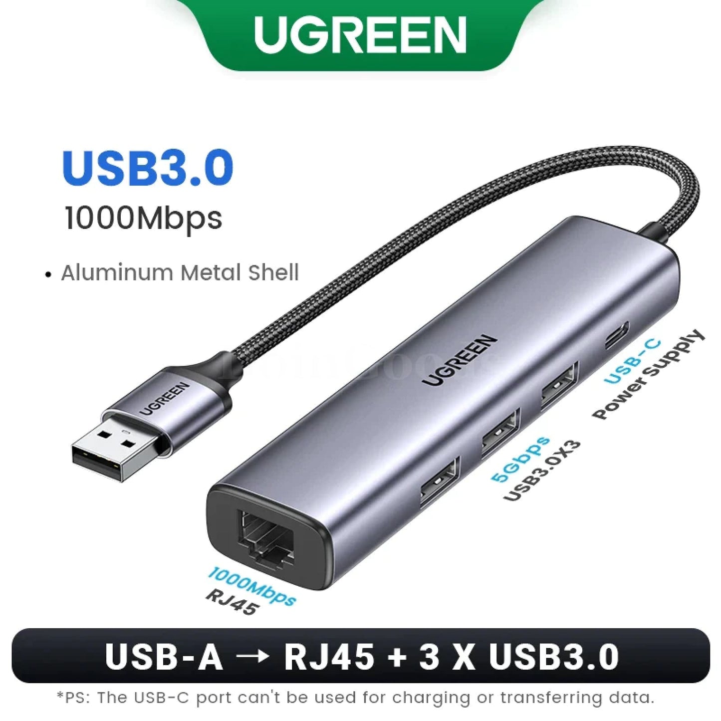 Ugreen Usb Ethernet Adapter 1000/100Mbps 3.0 Hub For Xiaomi Mi Box Macbook Usb3.0 1000Mbps 301635